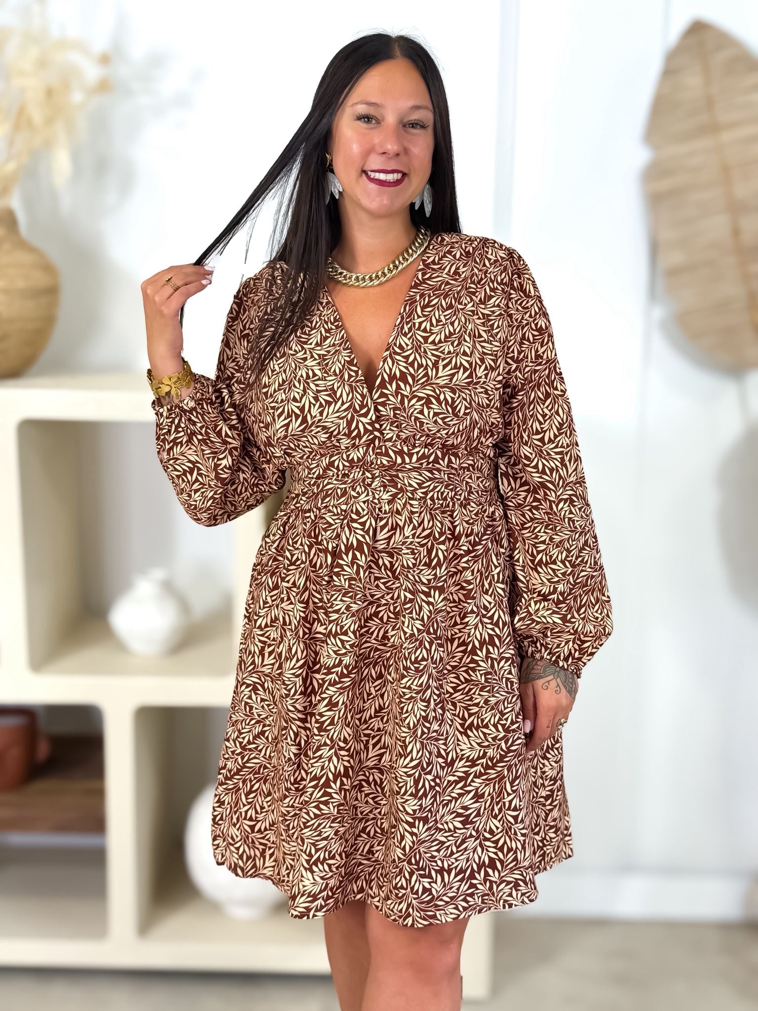 Robe - Larissa - Bordeaux & Beige