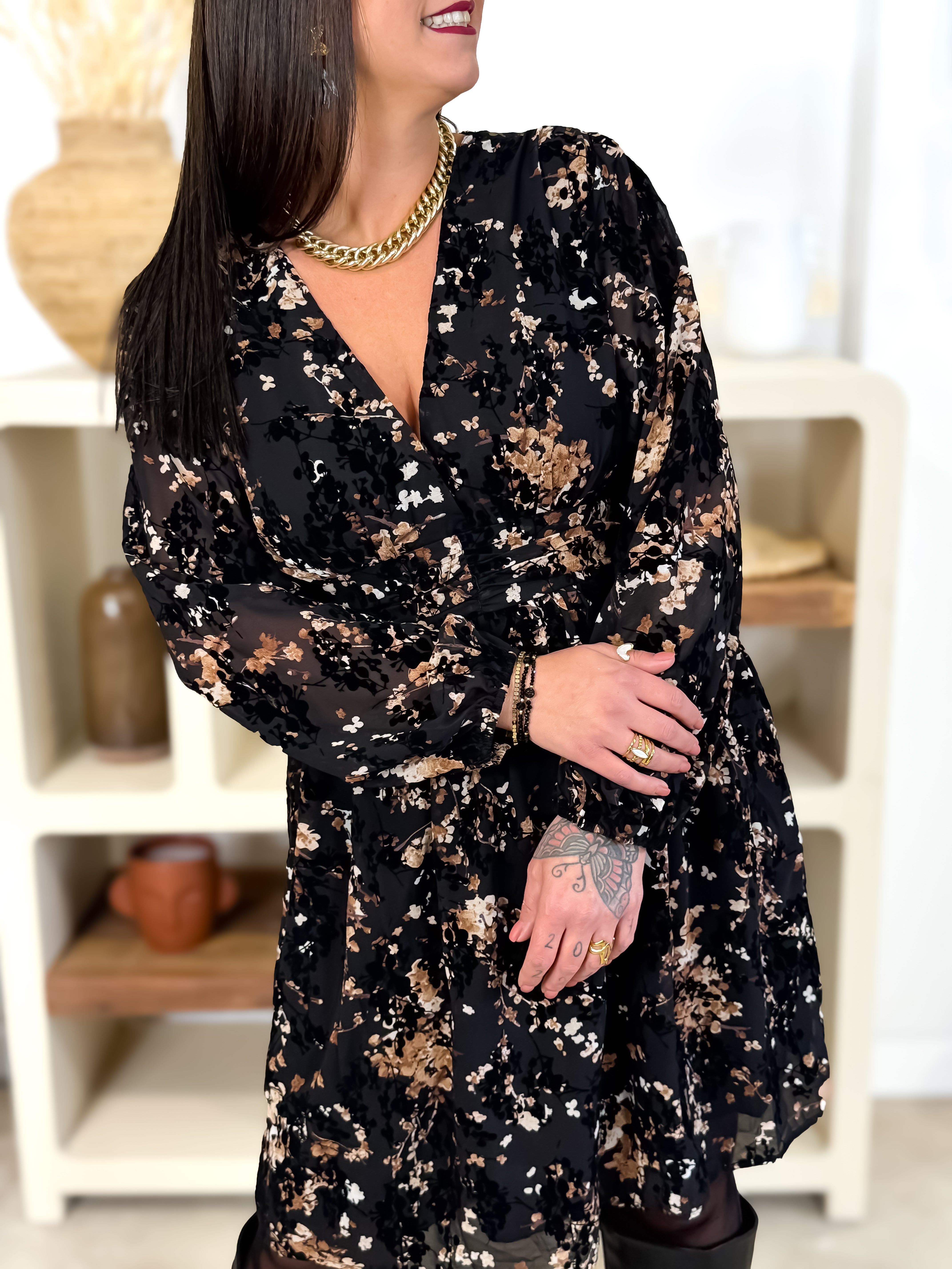Robe courte - Charlotte - Noir & Brun