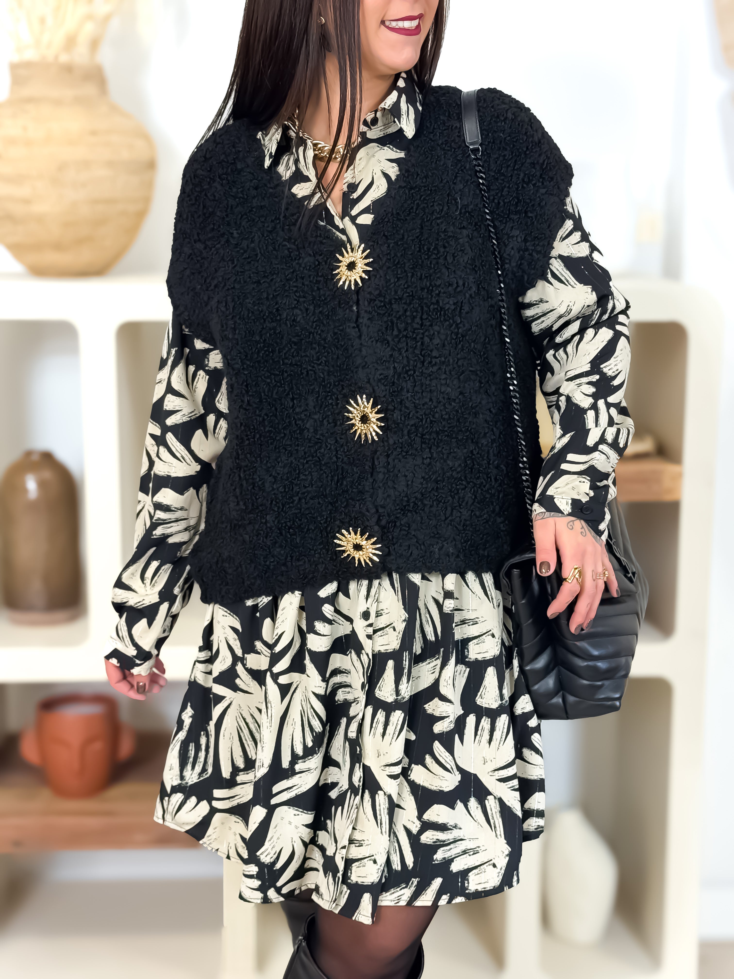 Robe - Théa - Beige & Noir