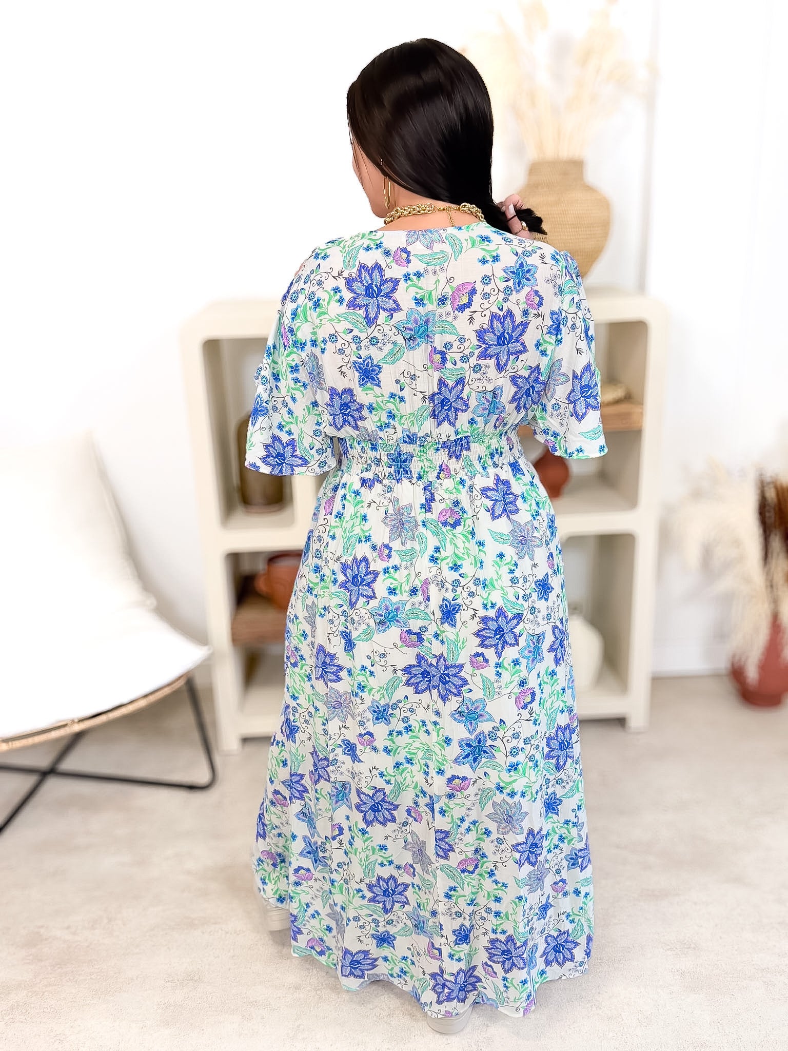 Robe Longue - Elena - Bleu & Vert