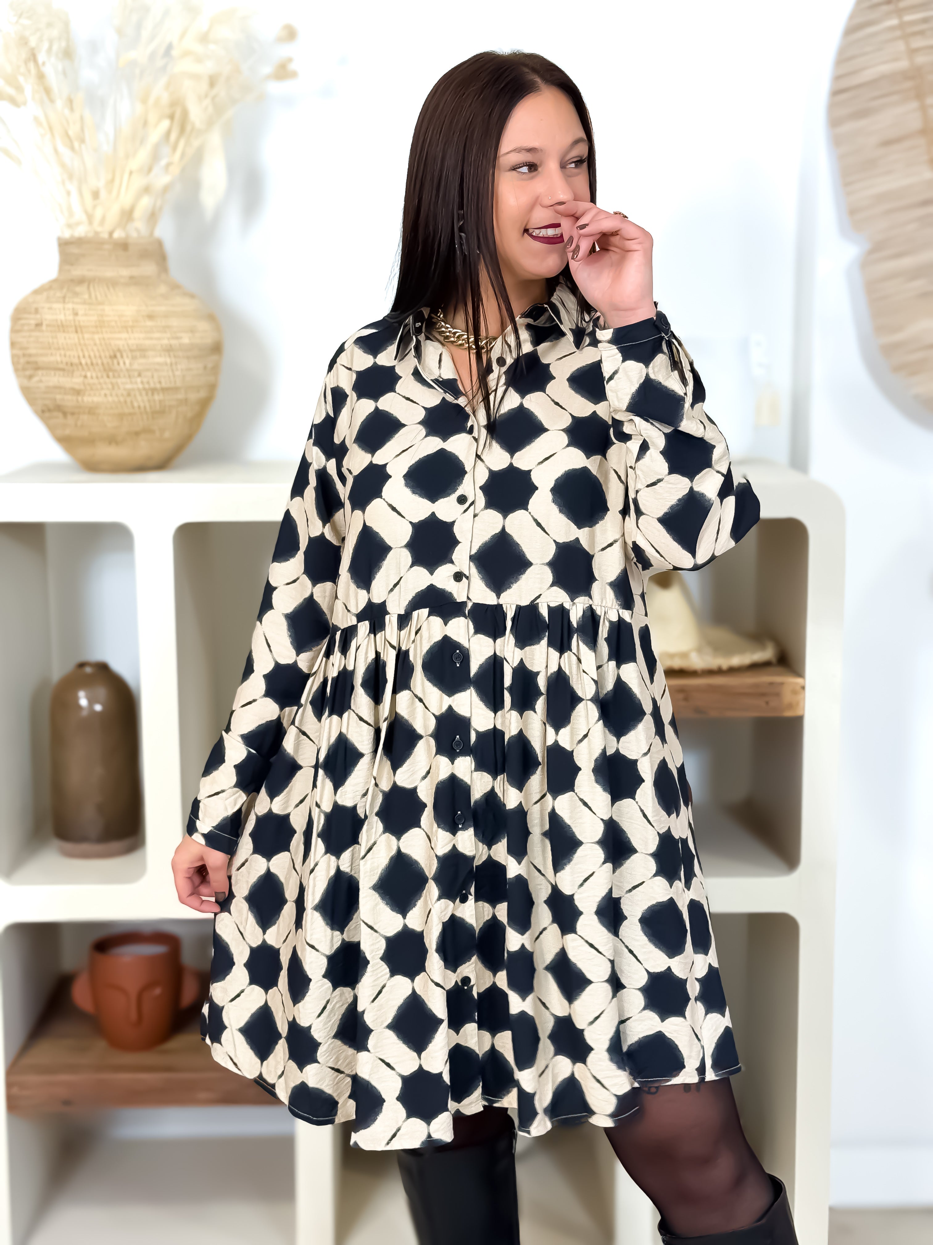 Robe - Maddy - Beige & Noir