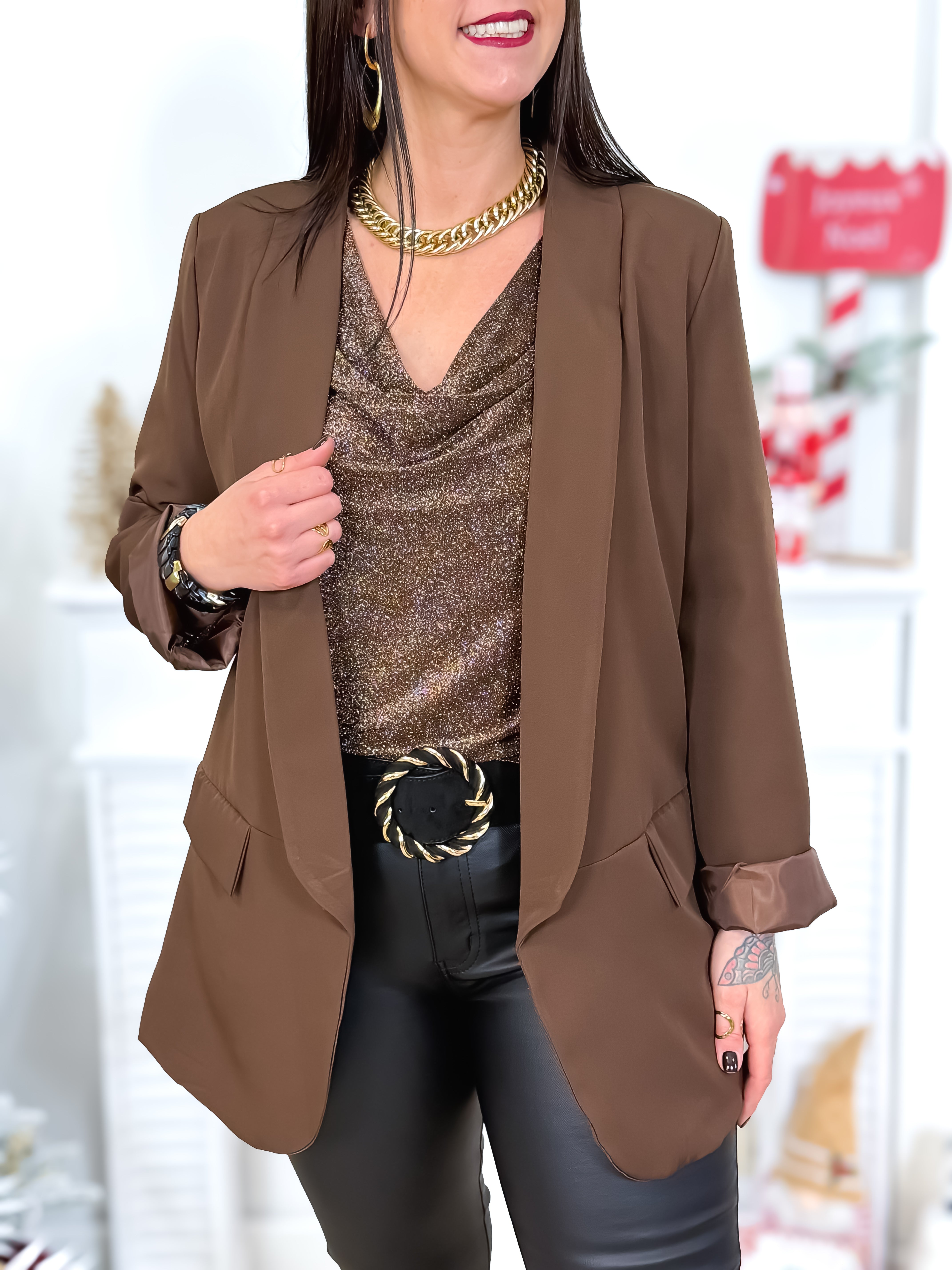 Blouse - Ella - Chocolat & Argent