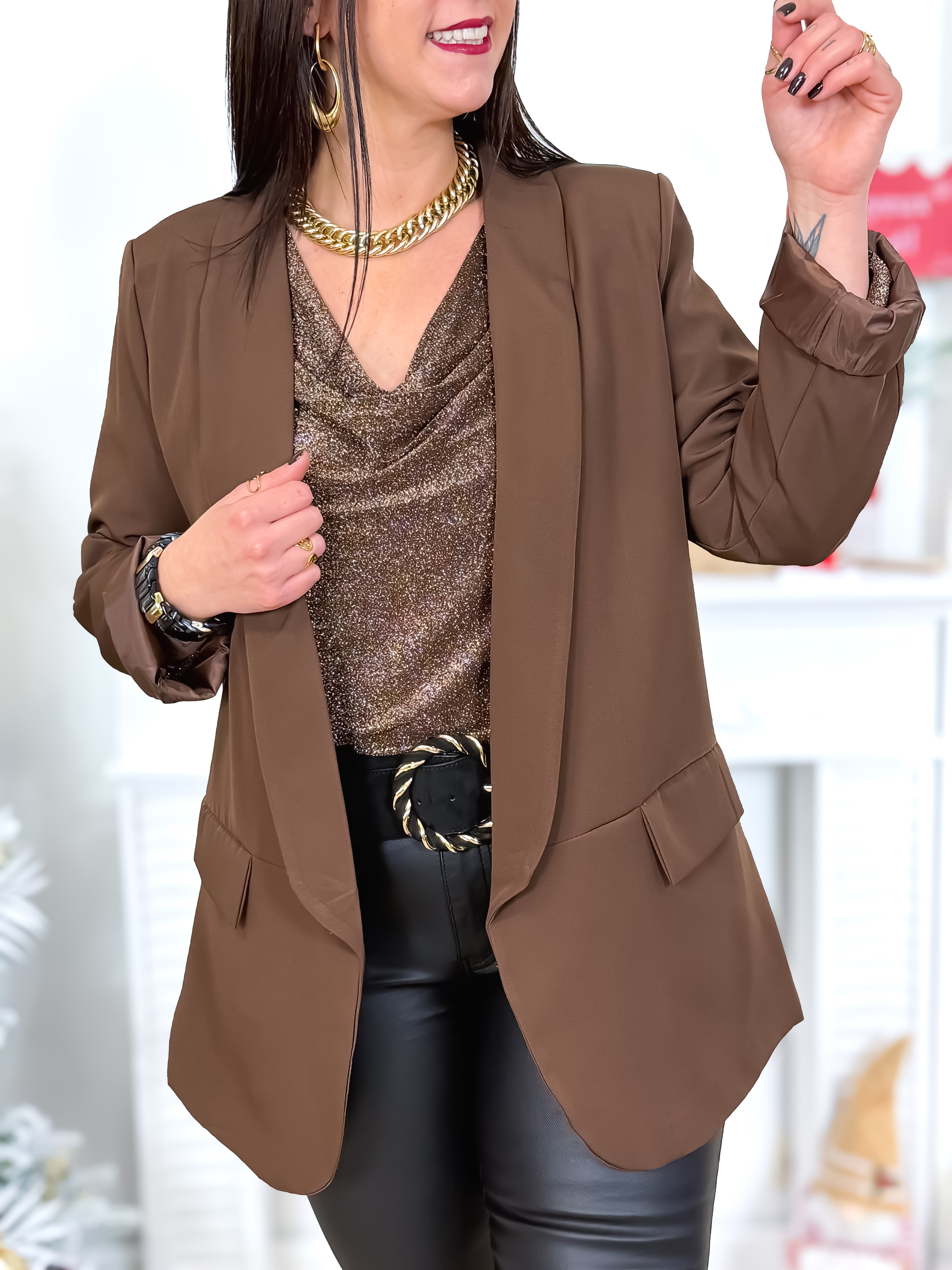 Blouse - Ella - Chocolat & Argent