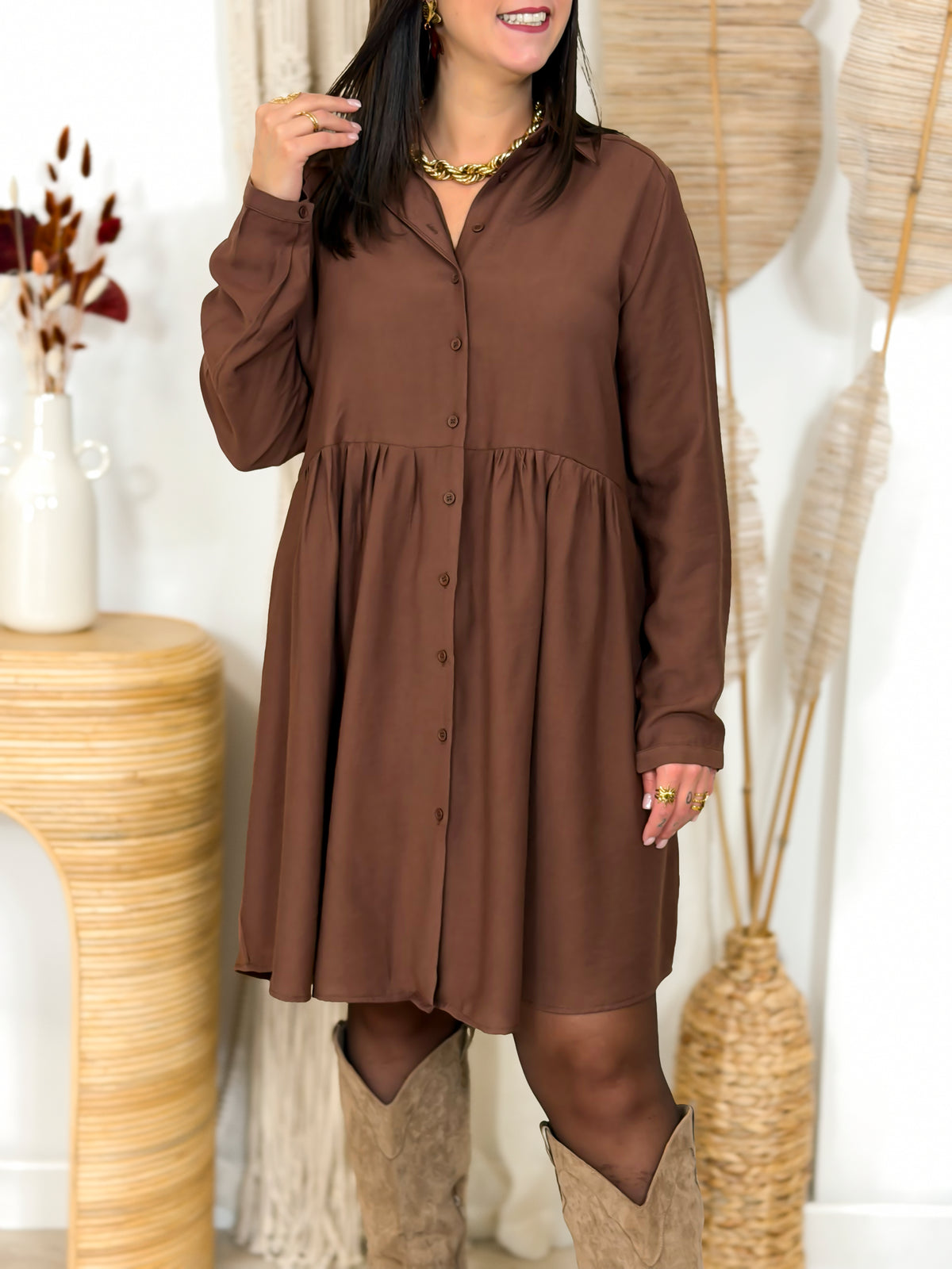 Robe Courte - Gwenaelle - Marron