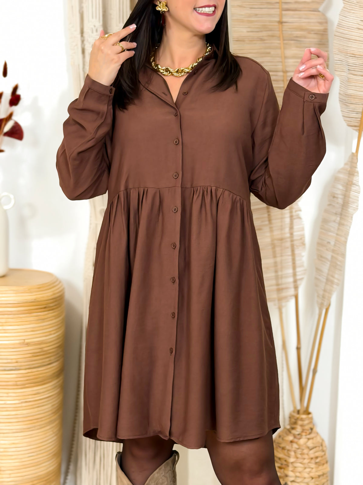 Robe Courte - Gwenaelle - Marron