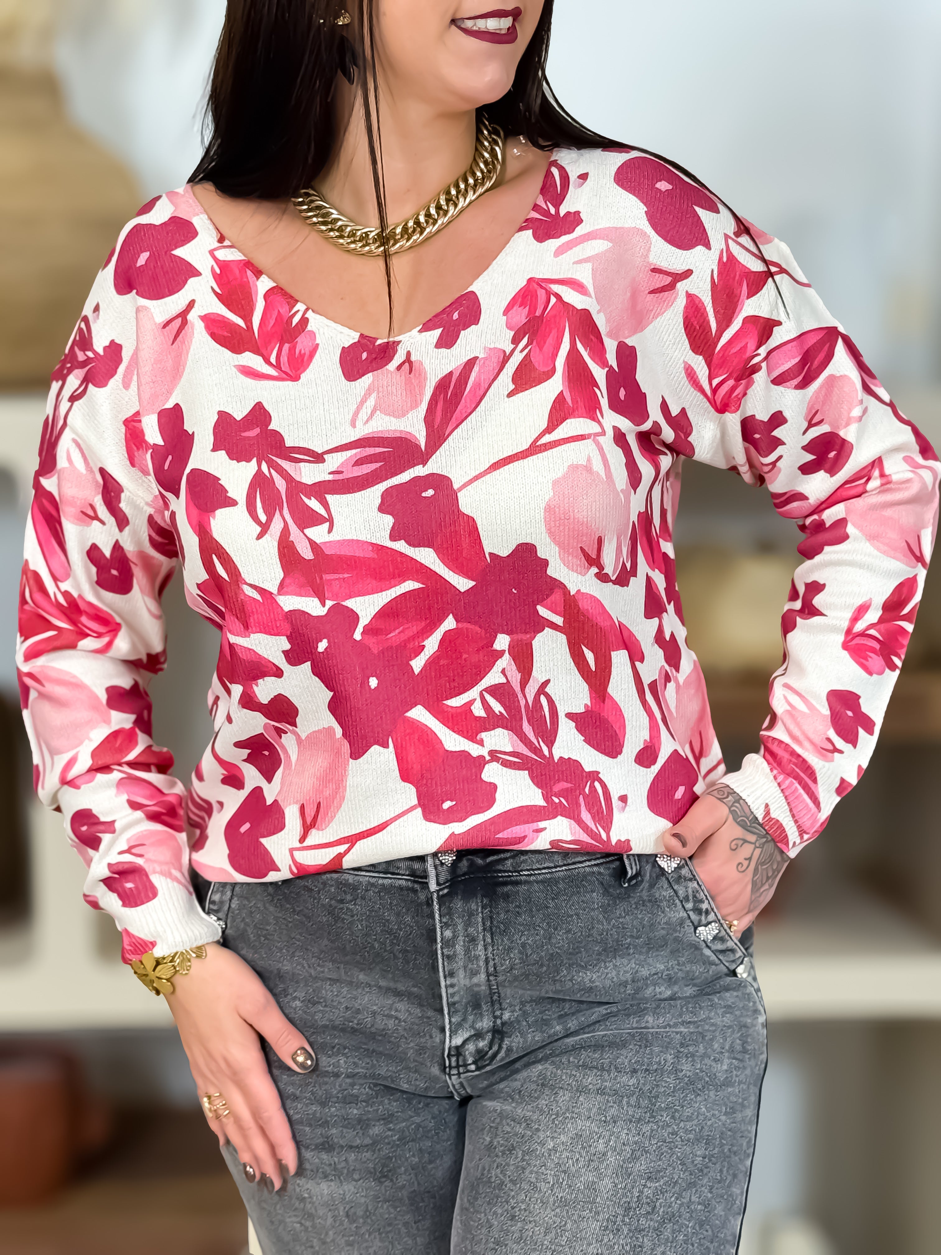 Pull - Rosa - Beige & Fushia