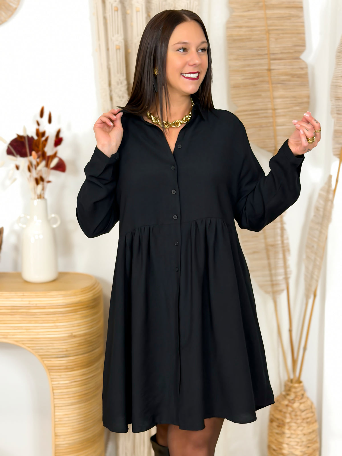 Robe chemise grande taille noire – photo 7