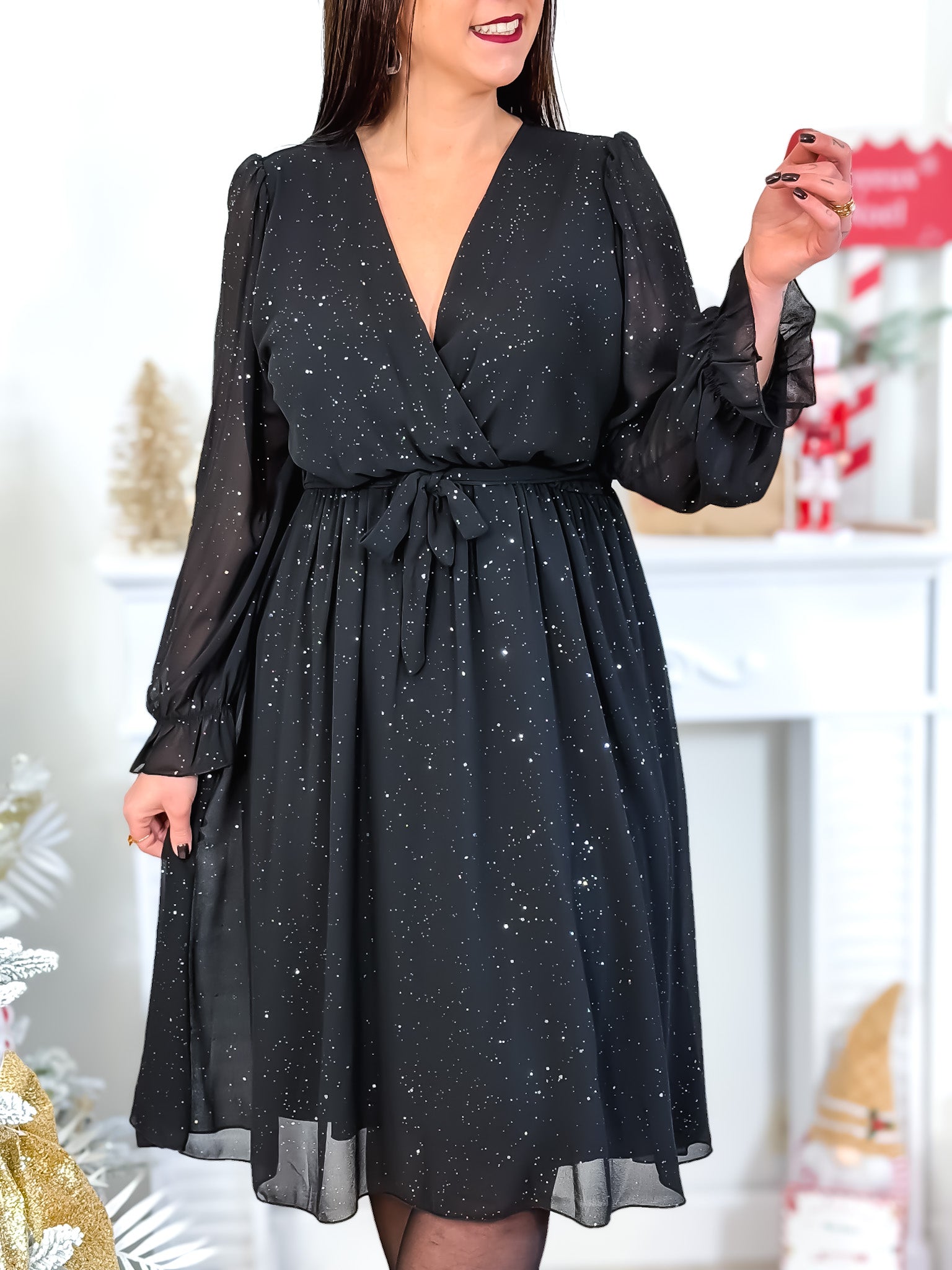 Robe Courte - Victoire - Noir Pailleté