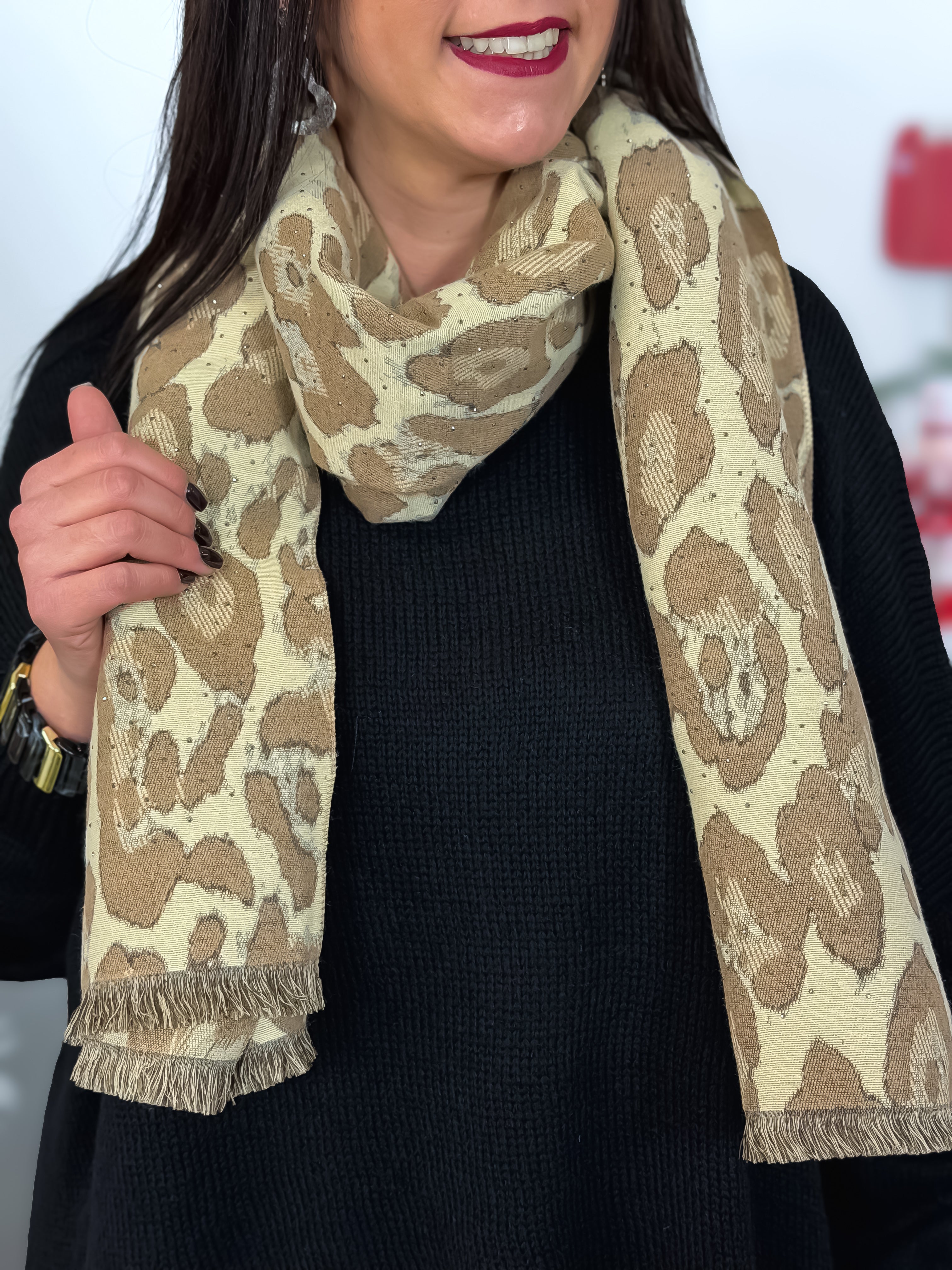 14. Écharpe - Athena léopard beige