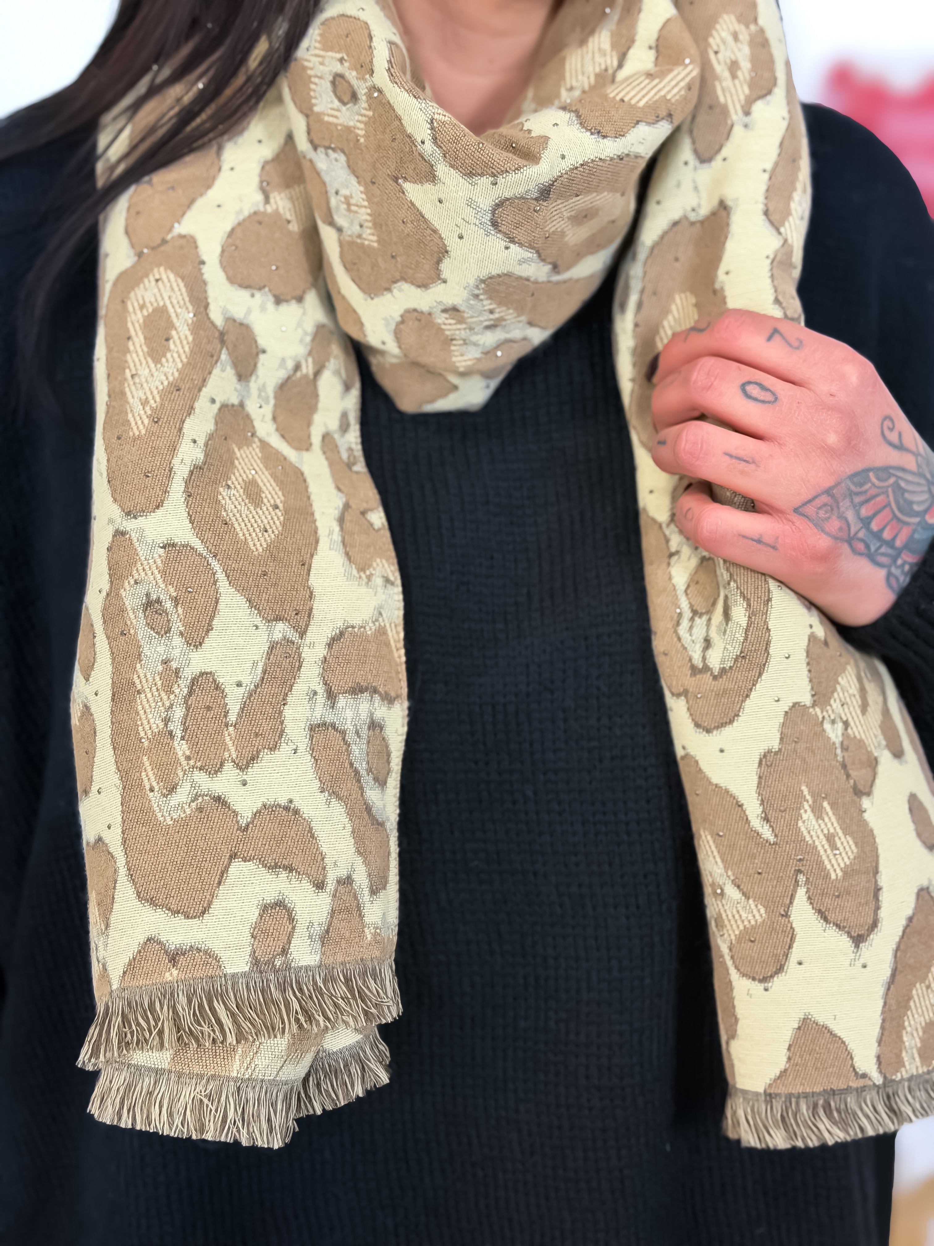 14. Écharpe - Athena léopard beige