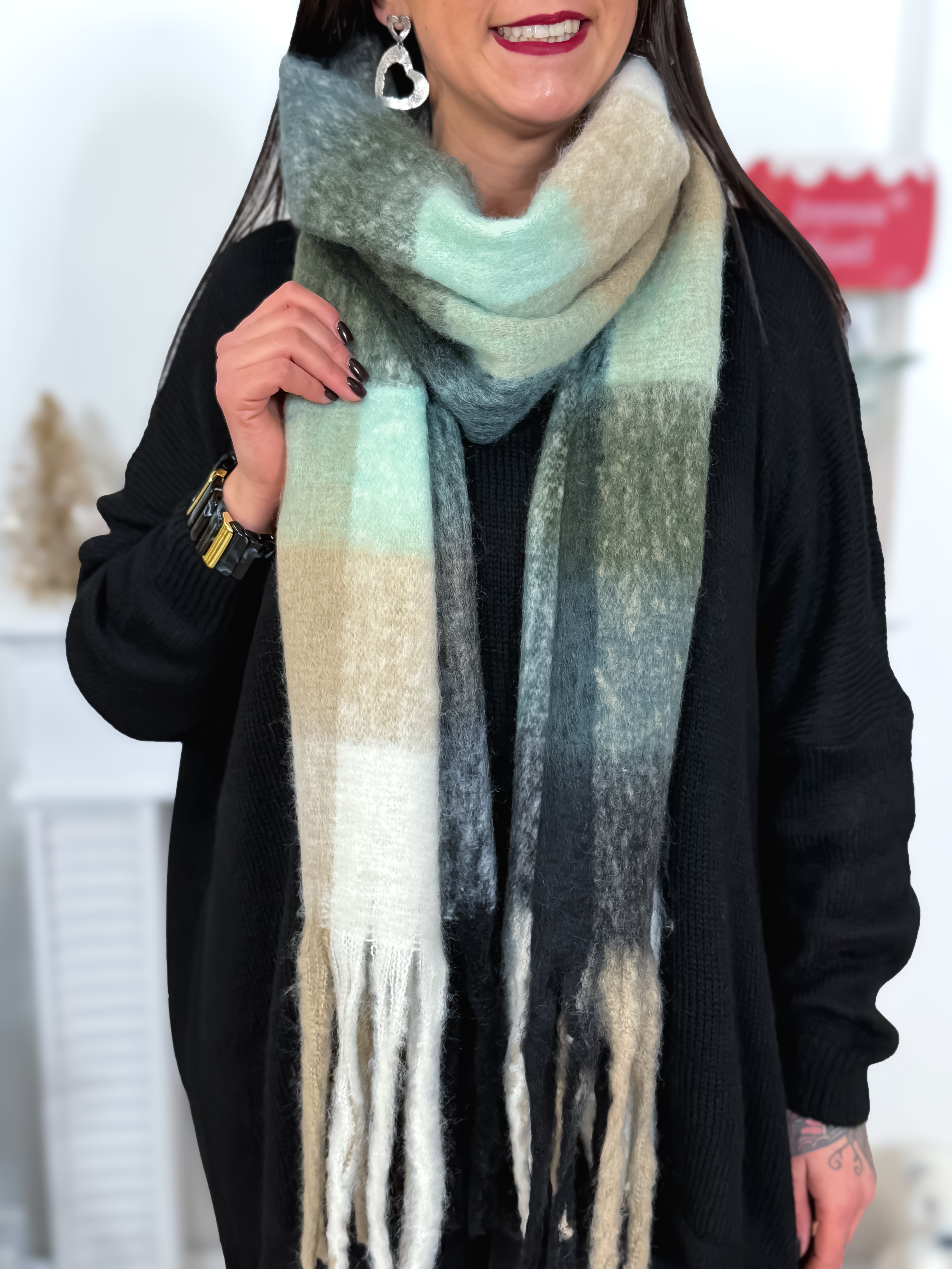 10. Écharpe - Flore turquoise pastel