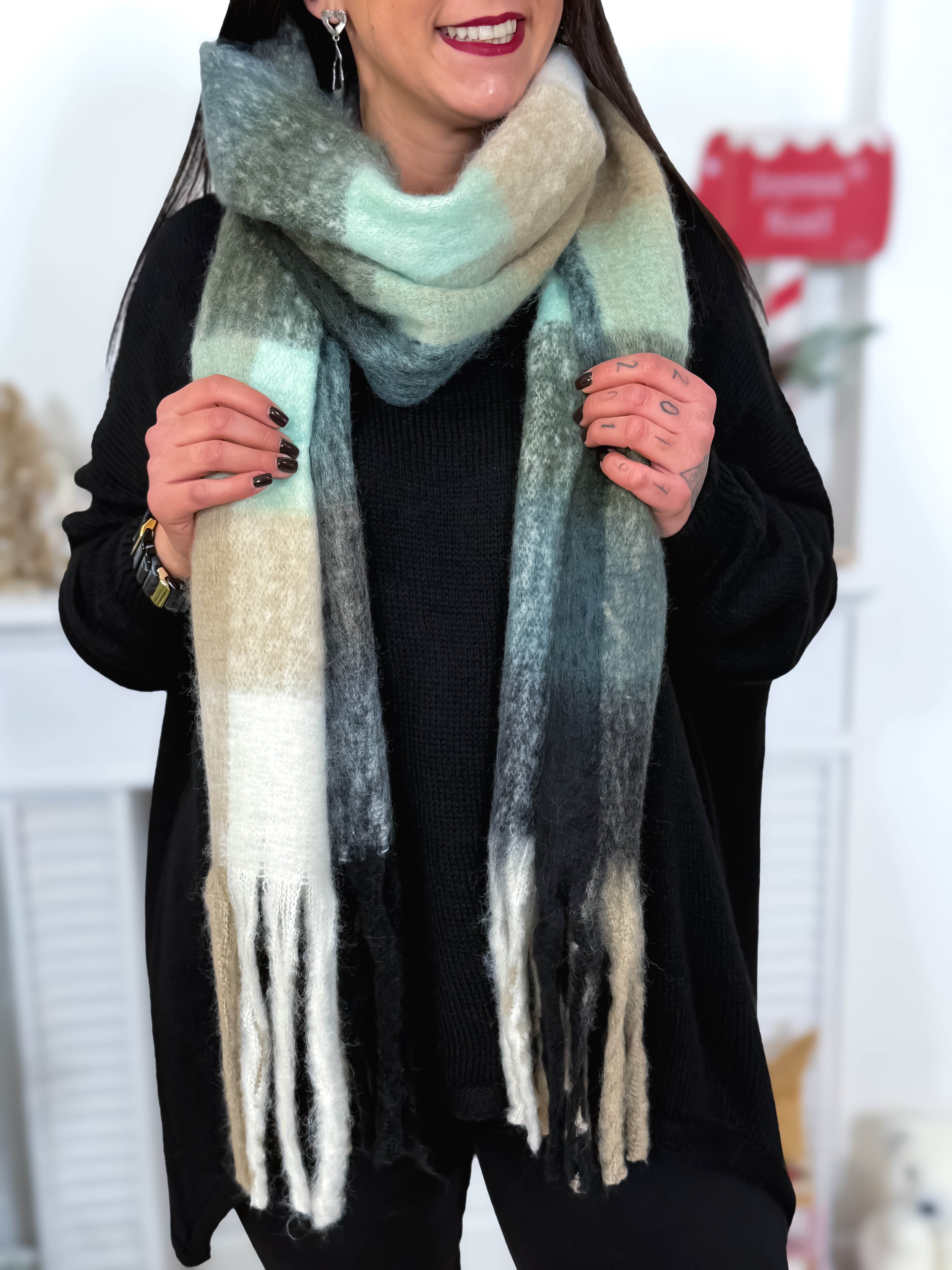 10. Écharpe - Flore turquoise pastel