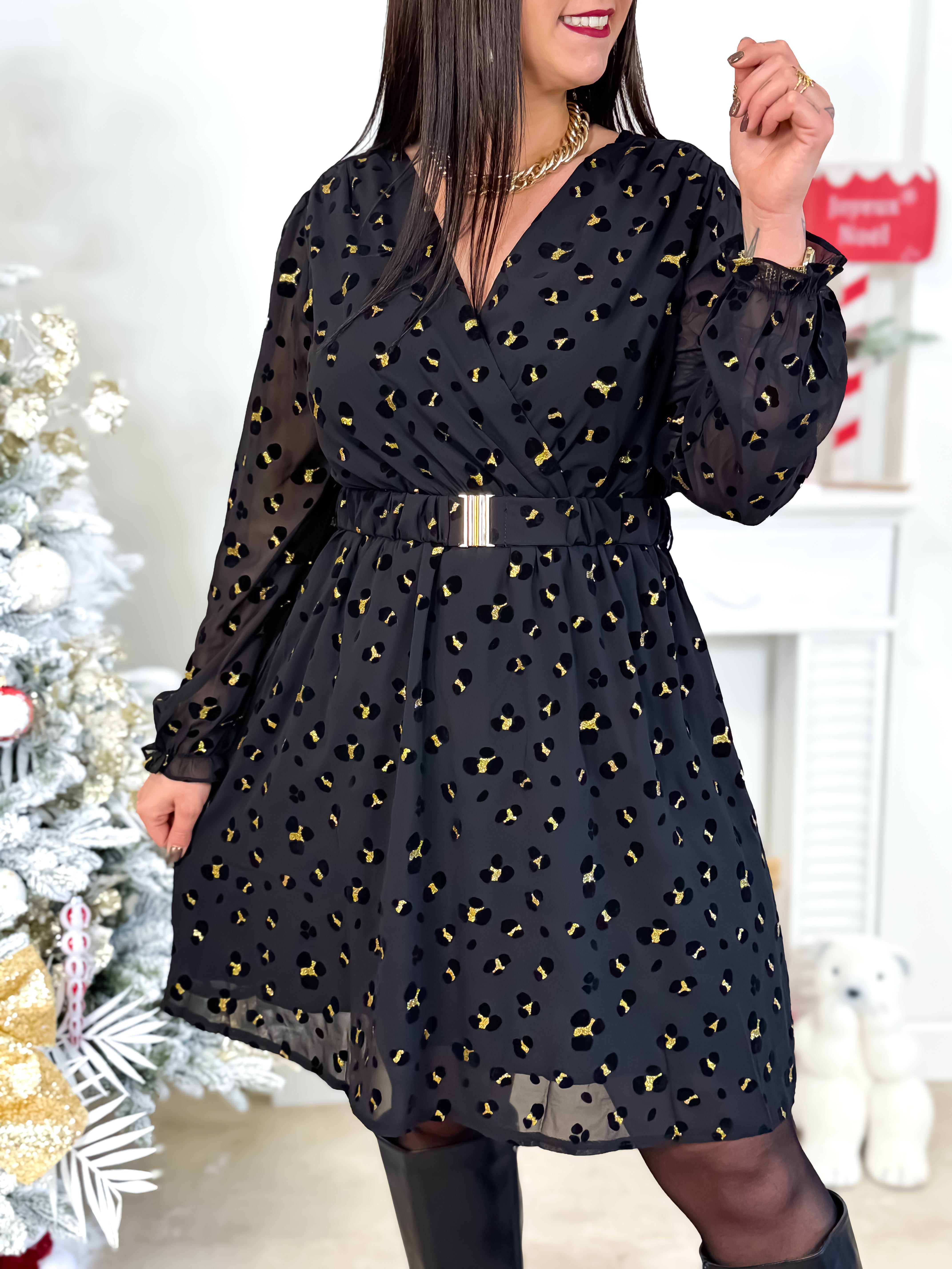 Robe Courte - Clémence - Noir & Or