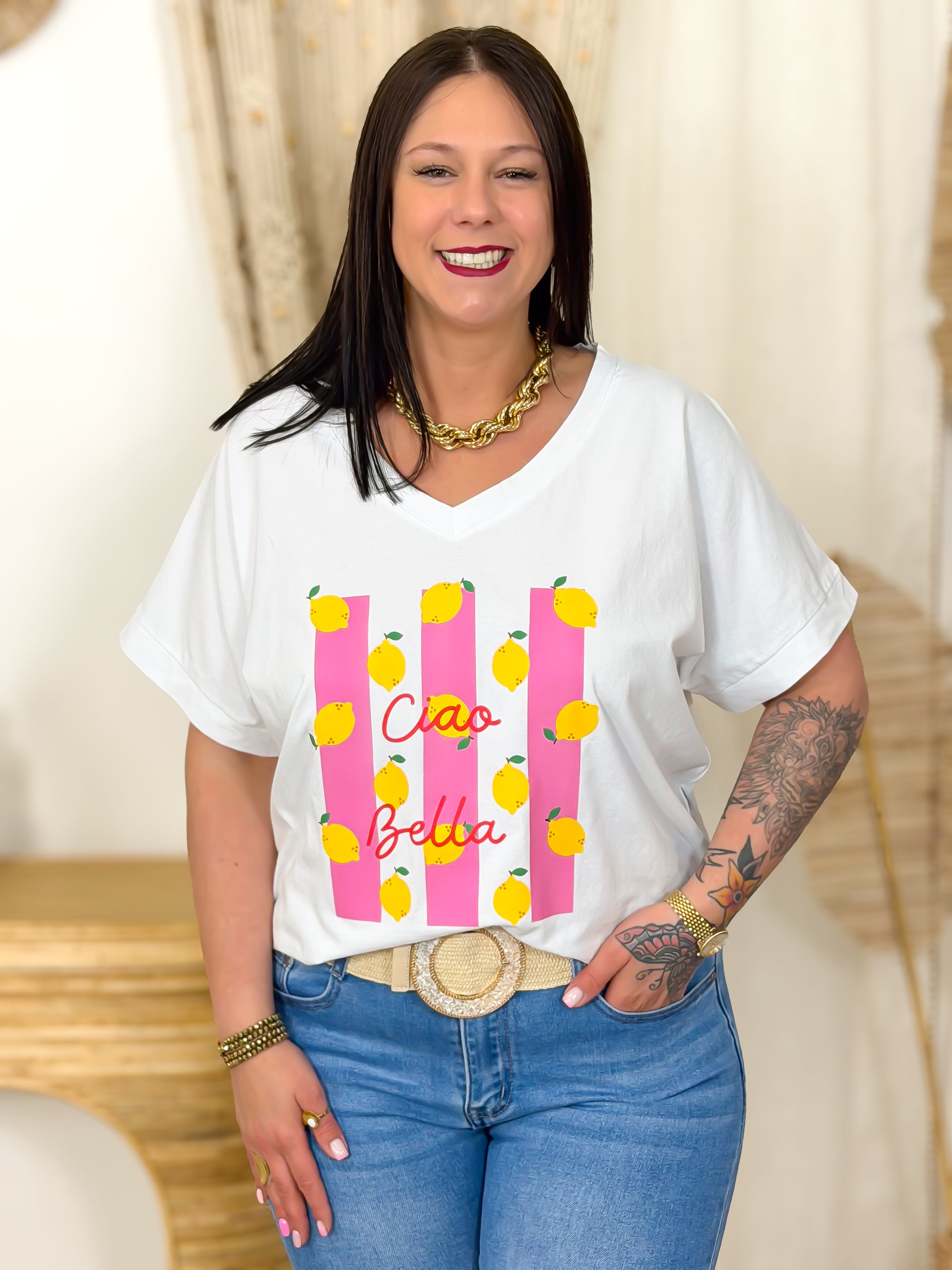 T-shirt - Leila - Geel