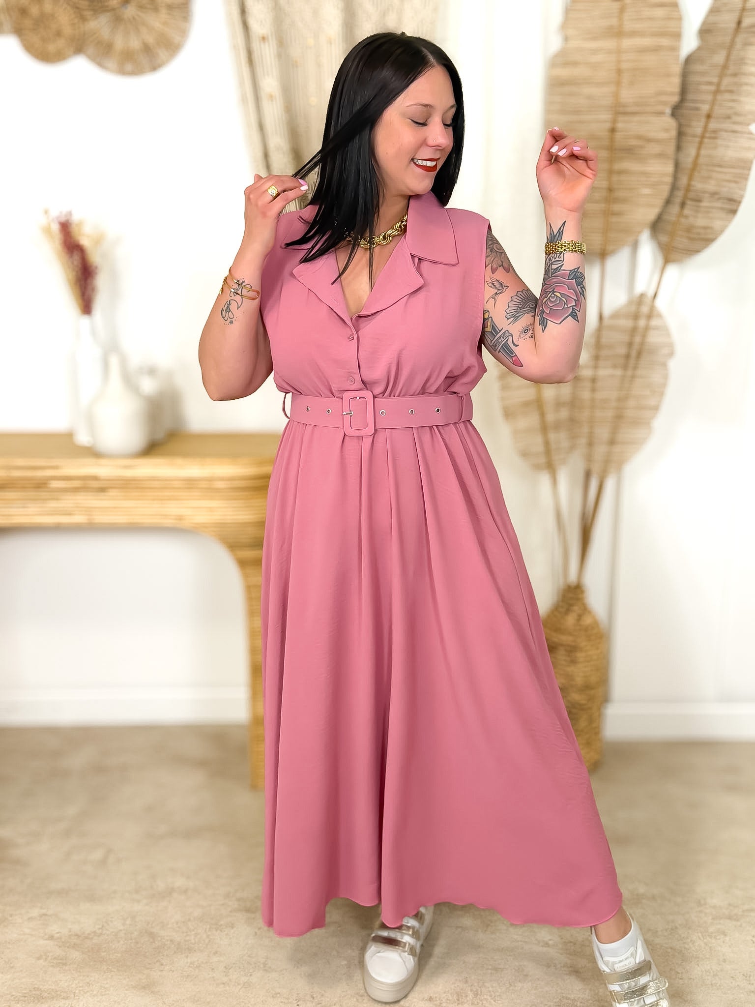 Robe Longue - Rosa - Vieux Rose