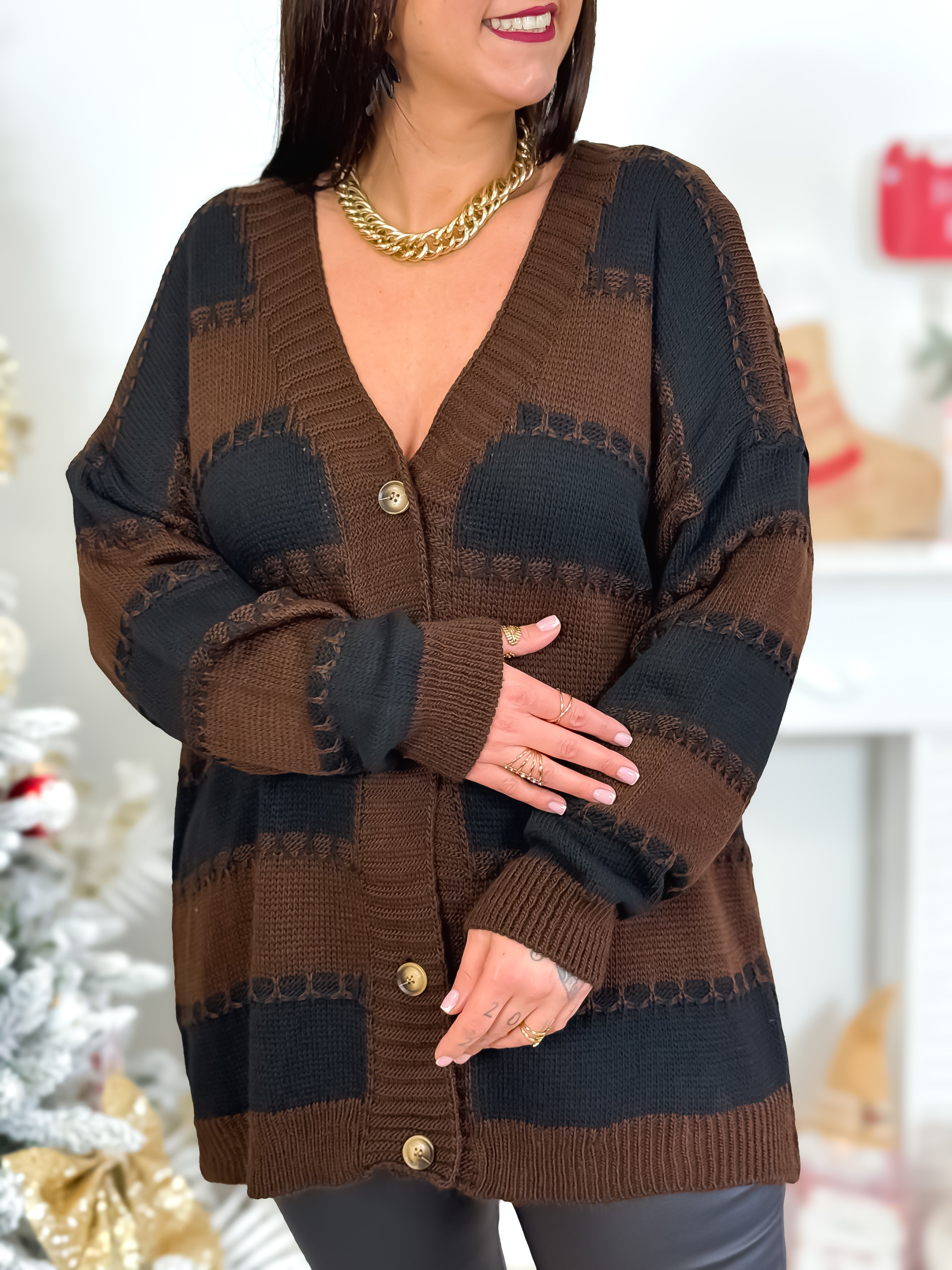 Gilet - Yasmine - Noir & Chocolat