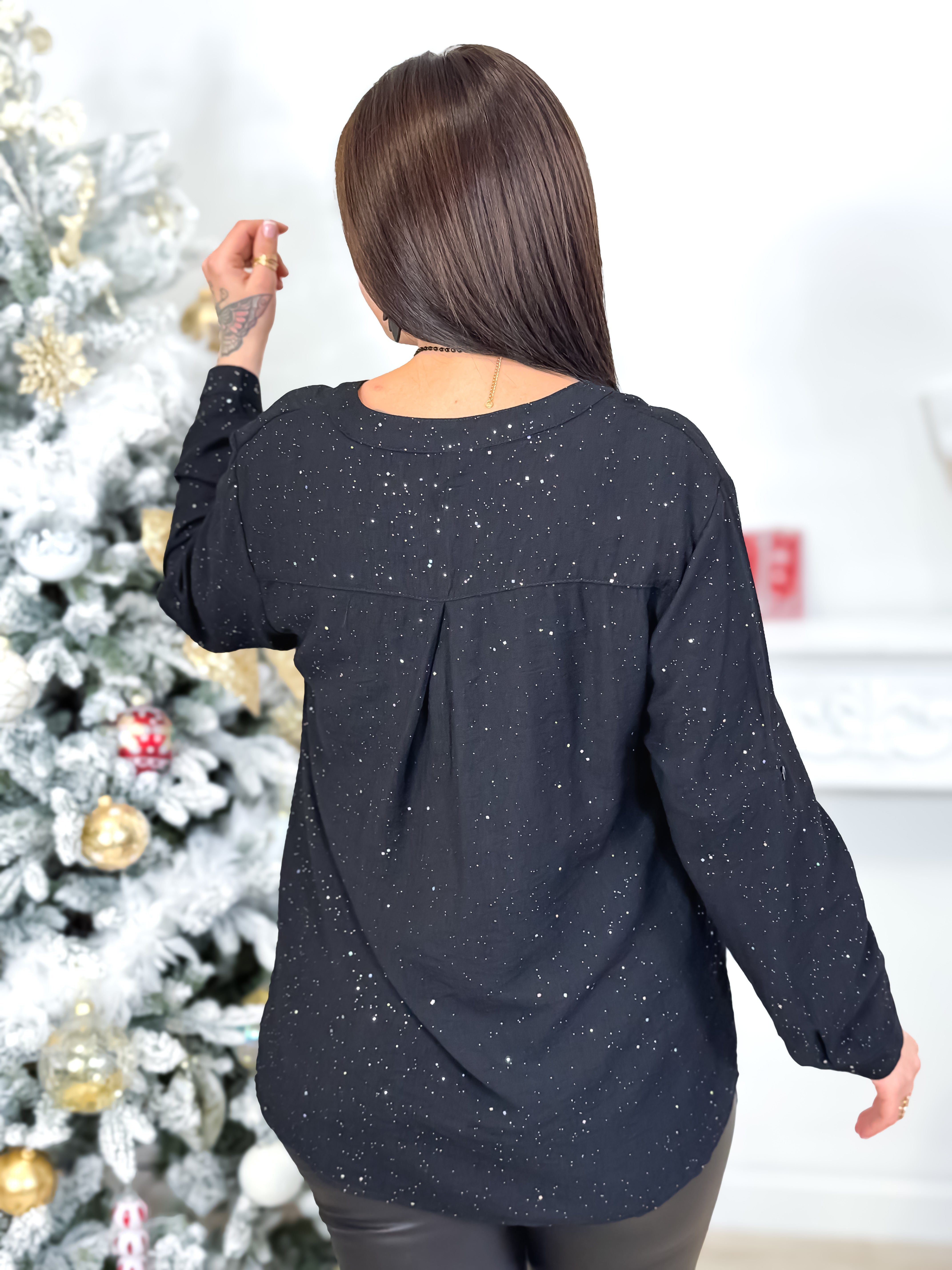 Blouse - Evalia - Noir & Argent