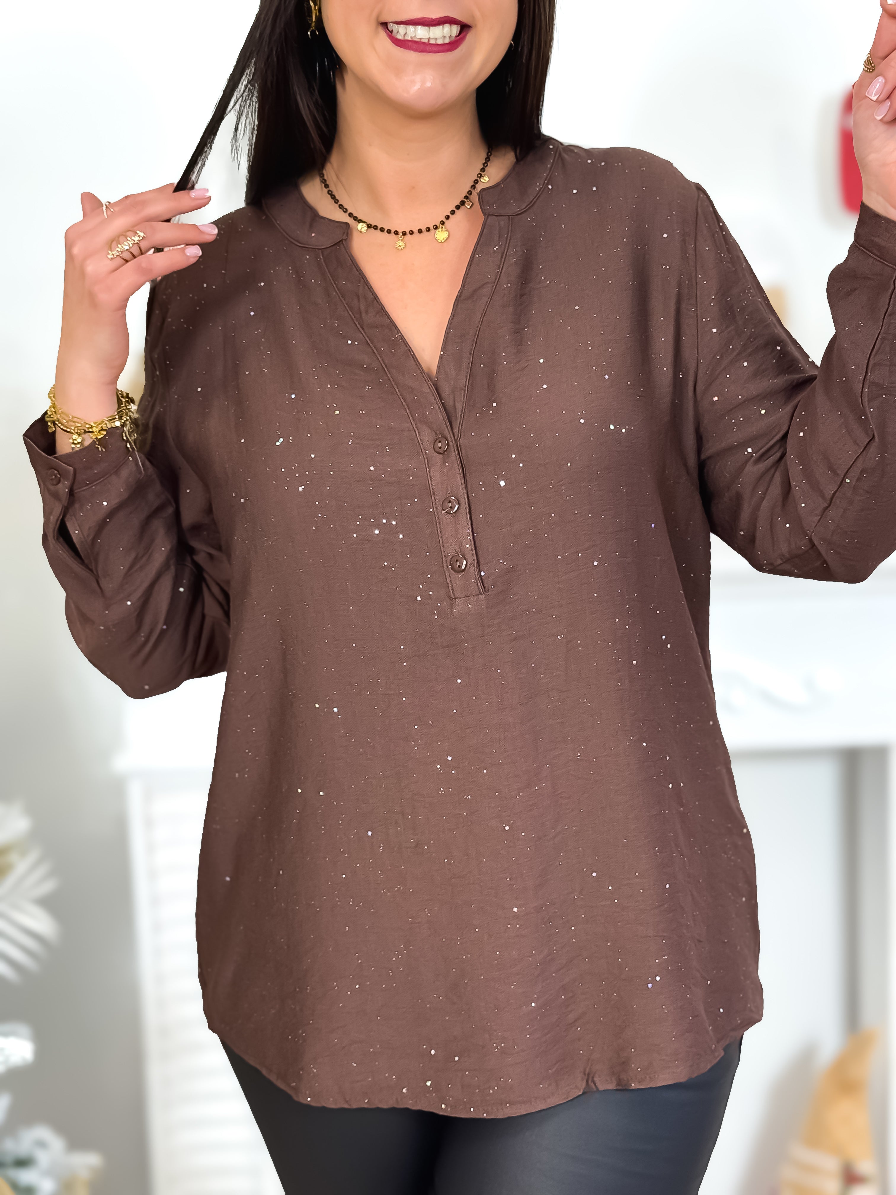 Blouse - Evalia - Chocolat & Argent