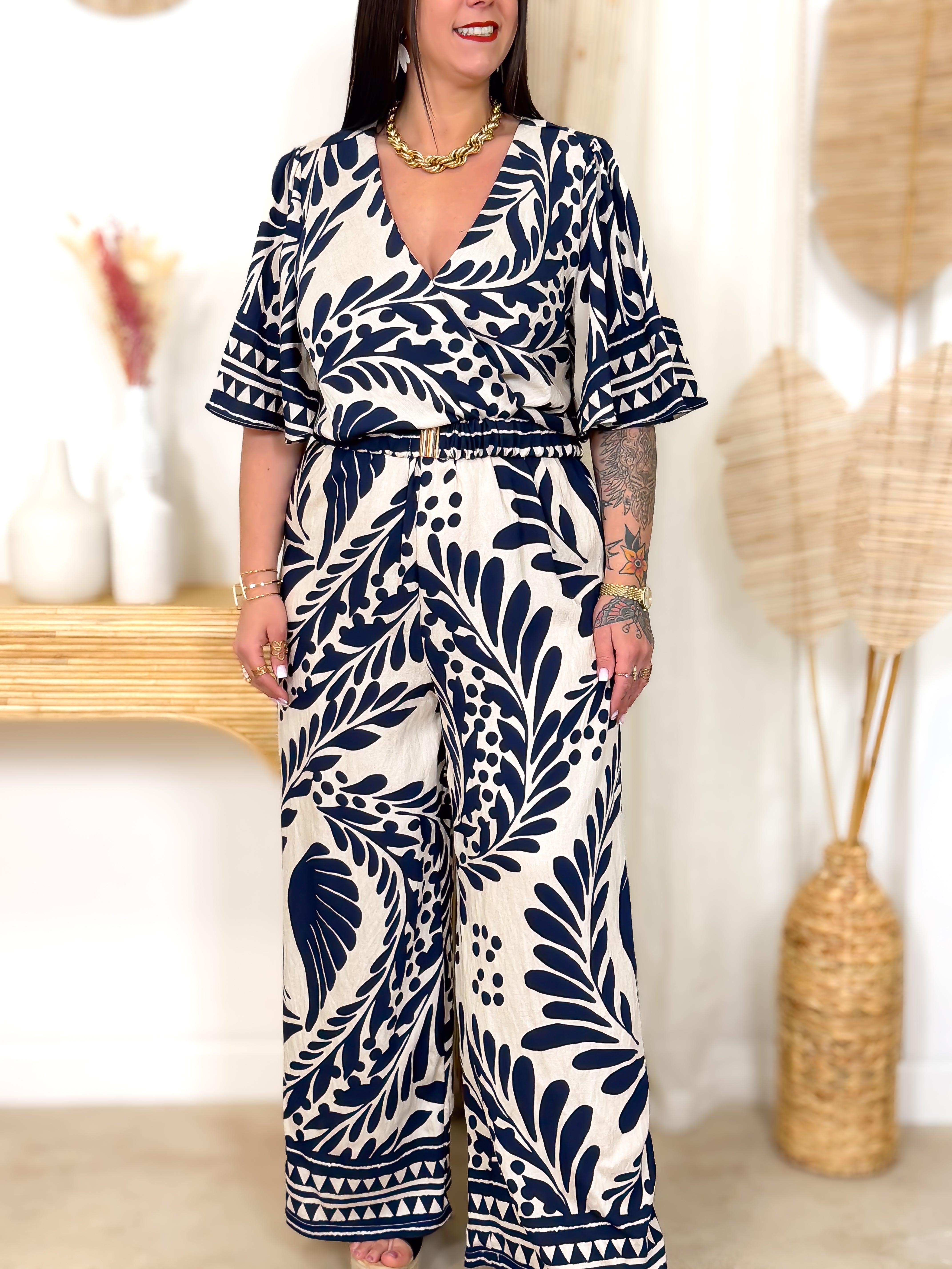 Jumpsuit - Mégane - Blauw & Roze