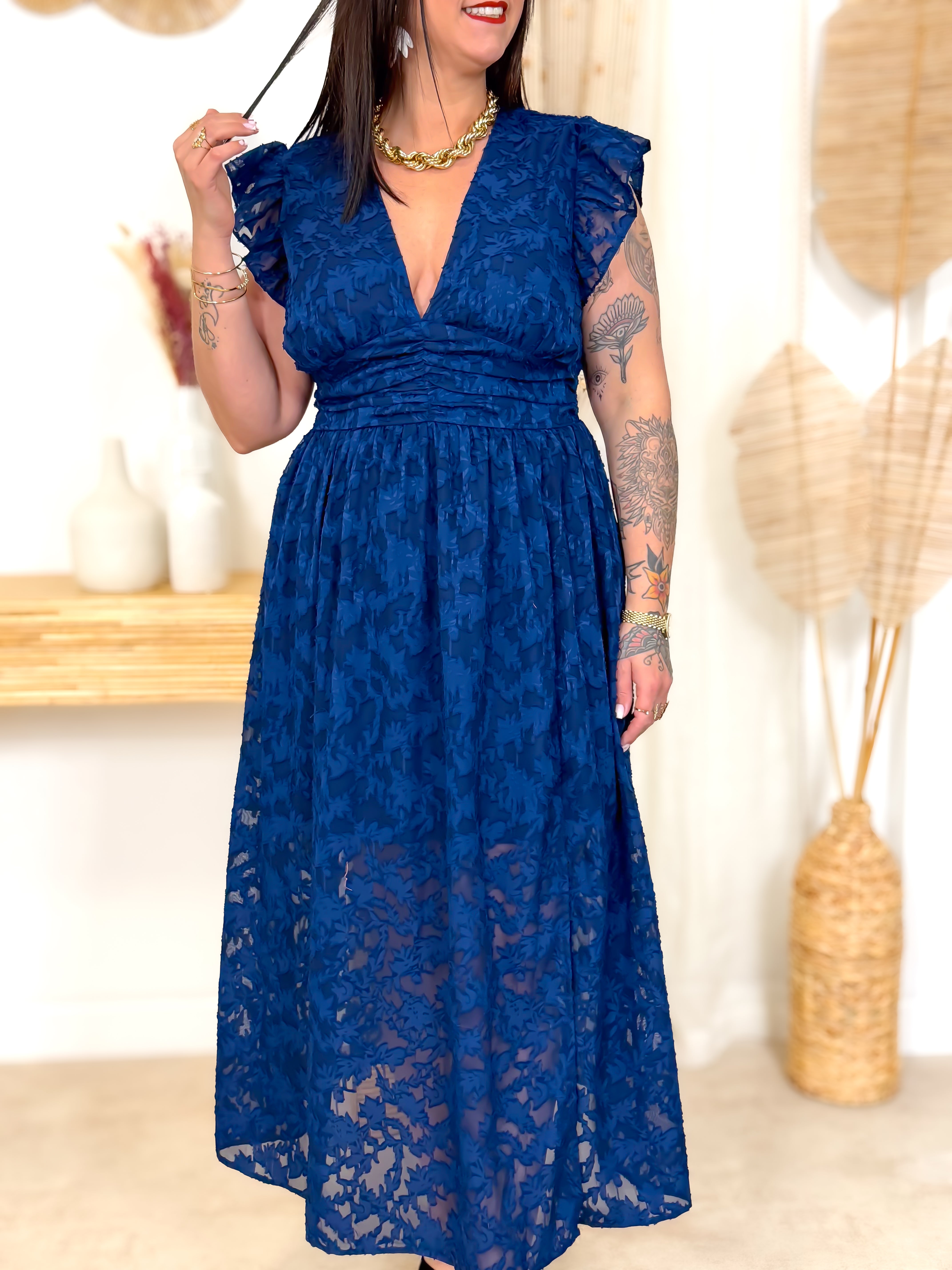 Robe Longue - Emilie - Bleu Marine