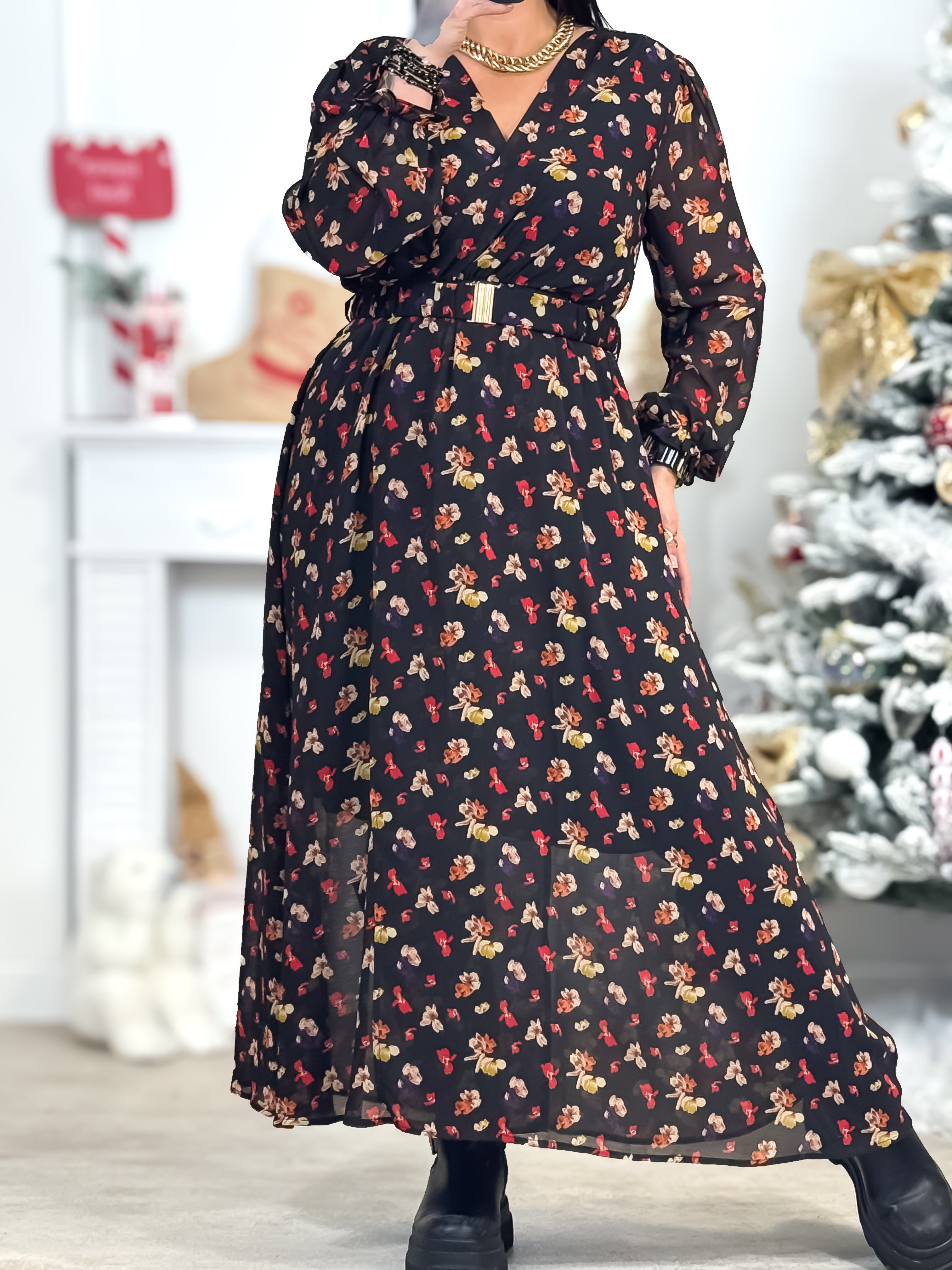 Robe Longue - Cindy - Noir & Rouge
