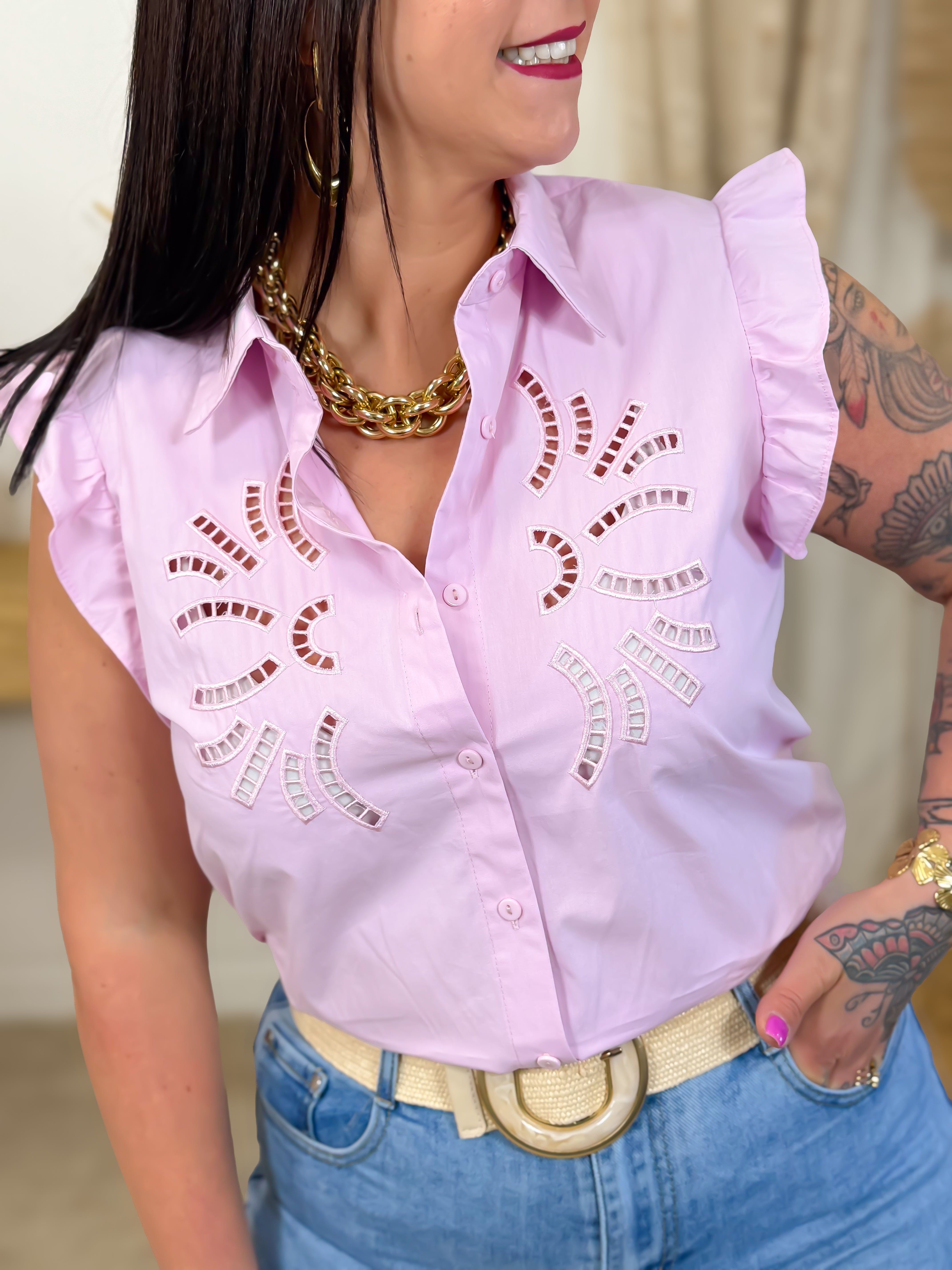 Blouse - Elie - Wit & Blauw