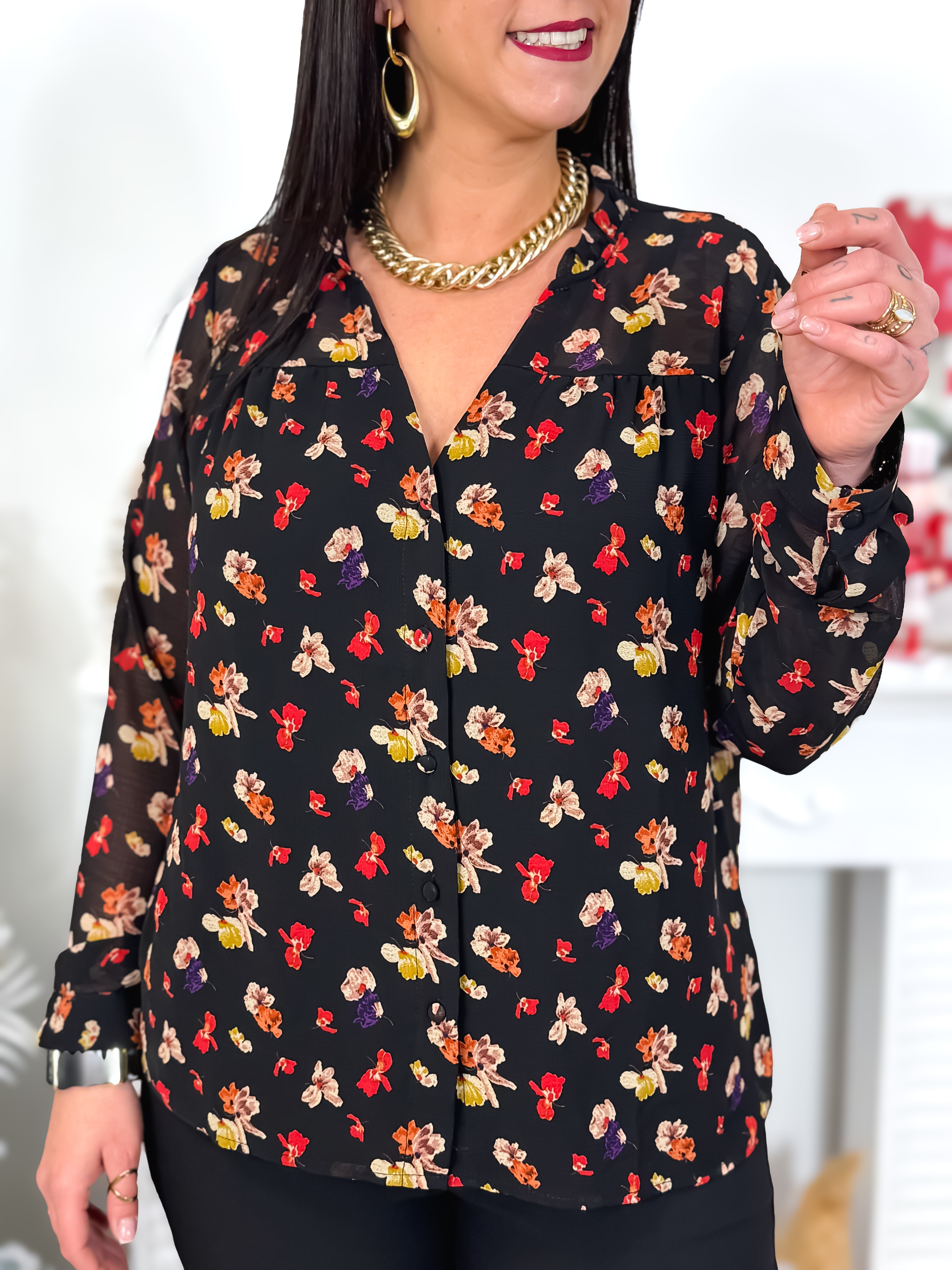 Chemisier - Célia - Noir & Rouge