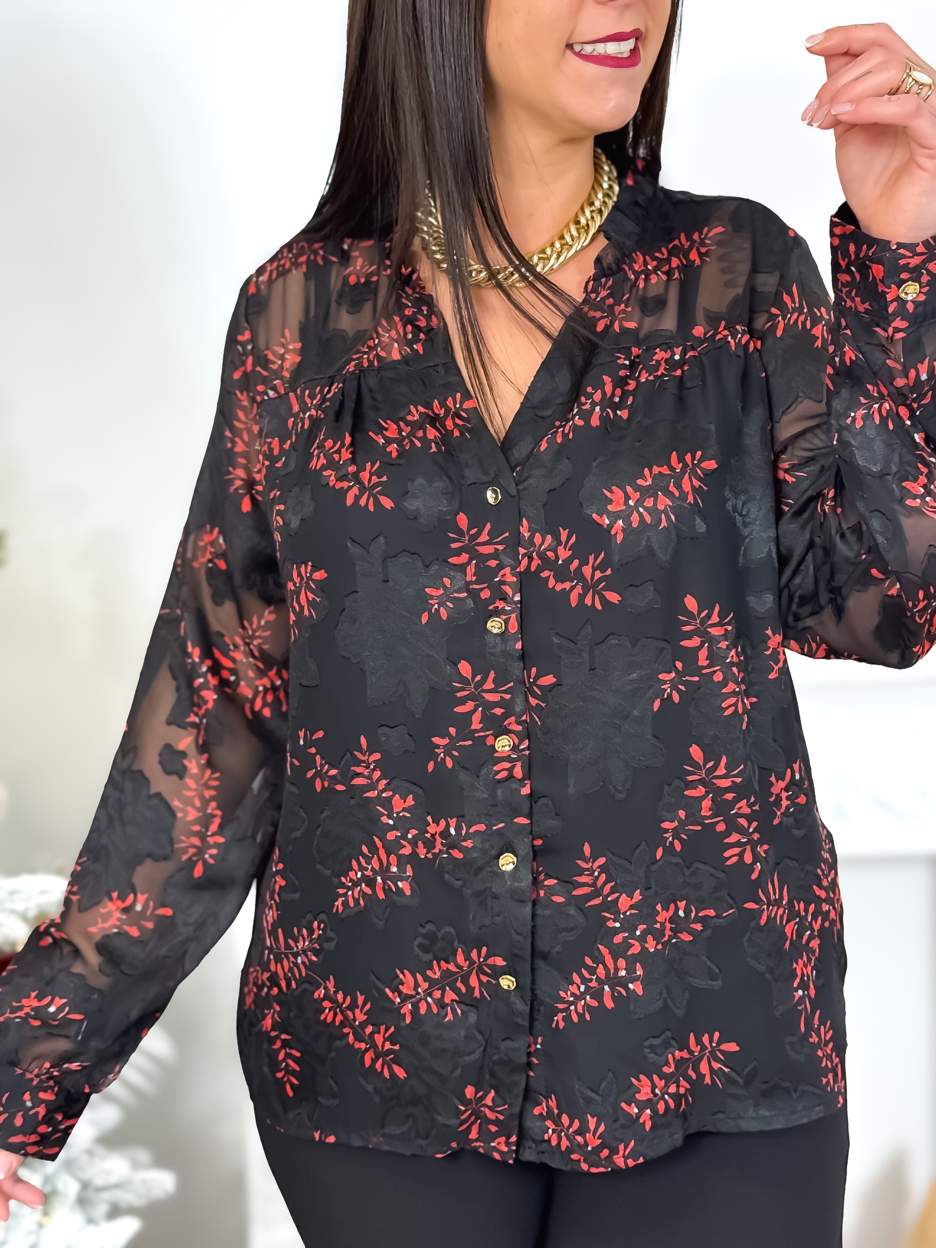 Chemisier - Melania - Rouge & Noir