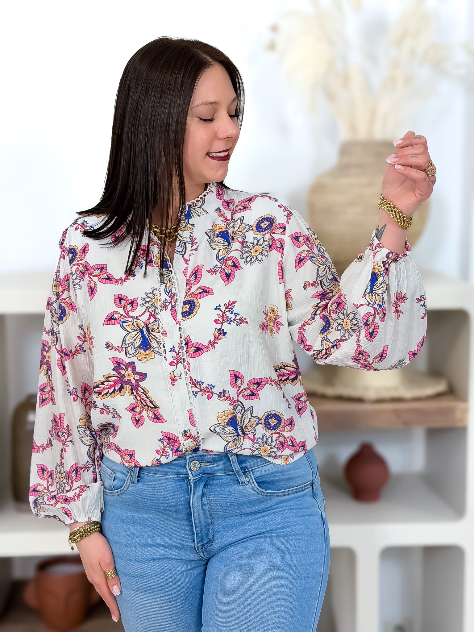 Chemisier - Lisa - Rose & Blanc