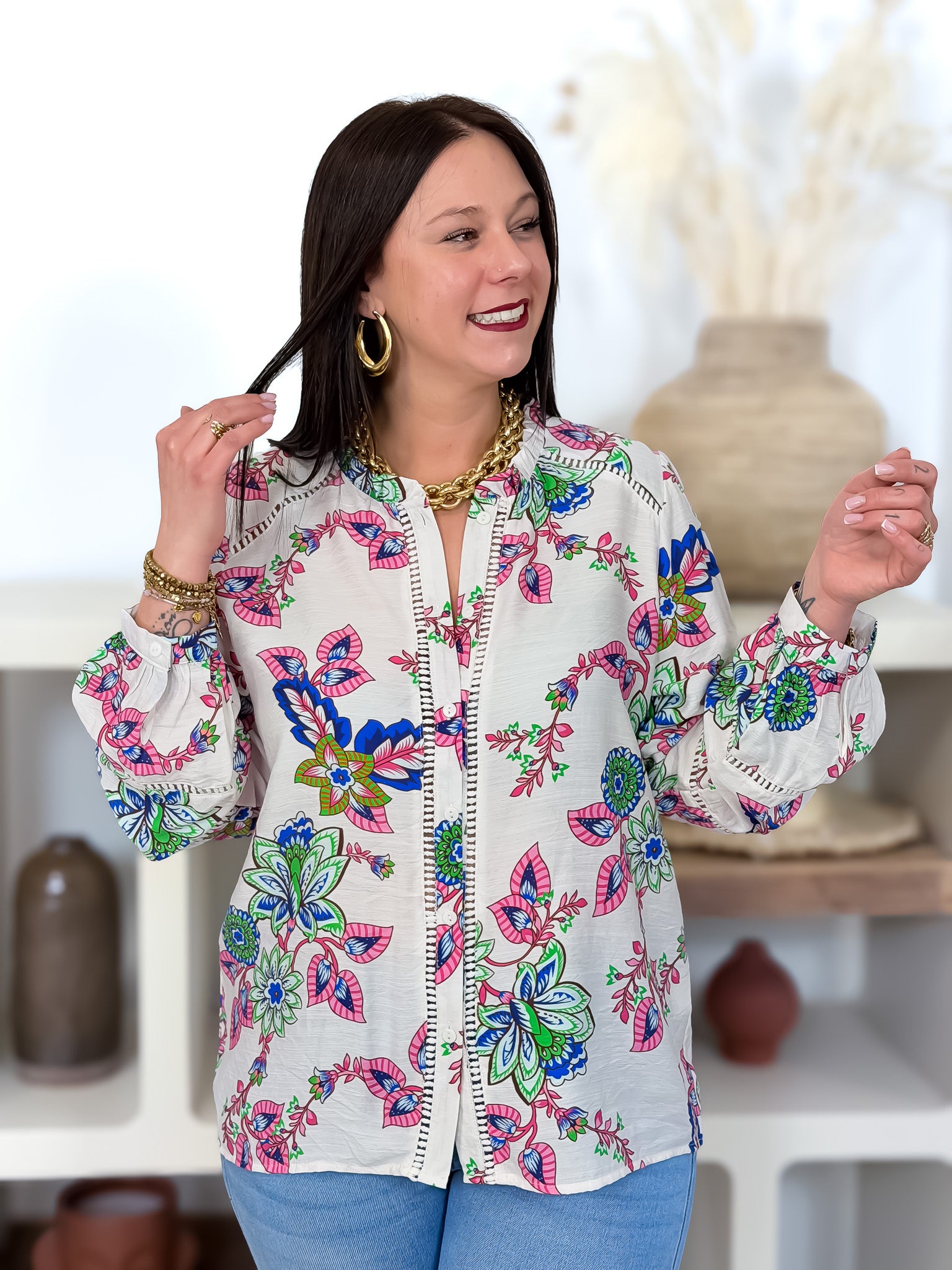 Chemisier - Isabella - Blanc & Vert