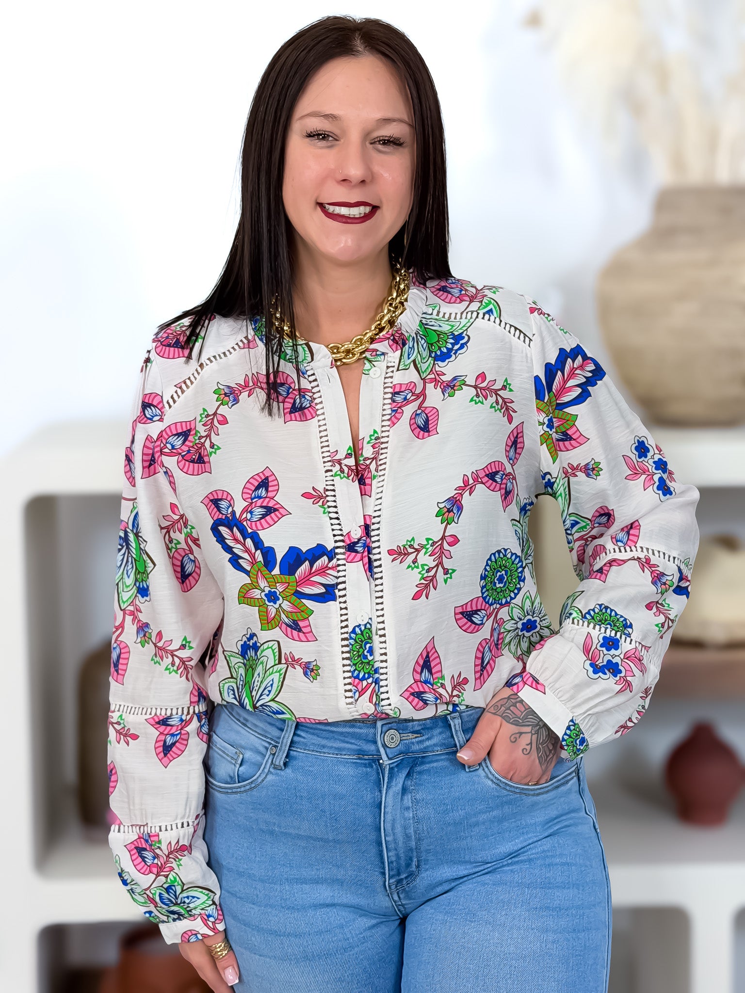 Chemisier - Isabella - Blanc & Vert