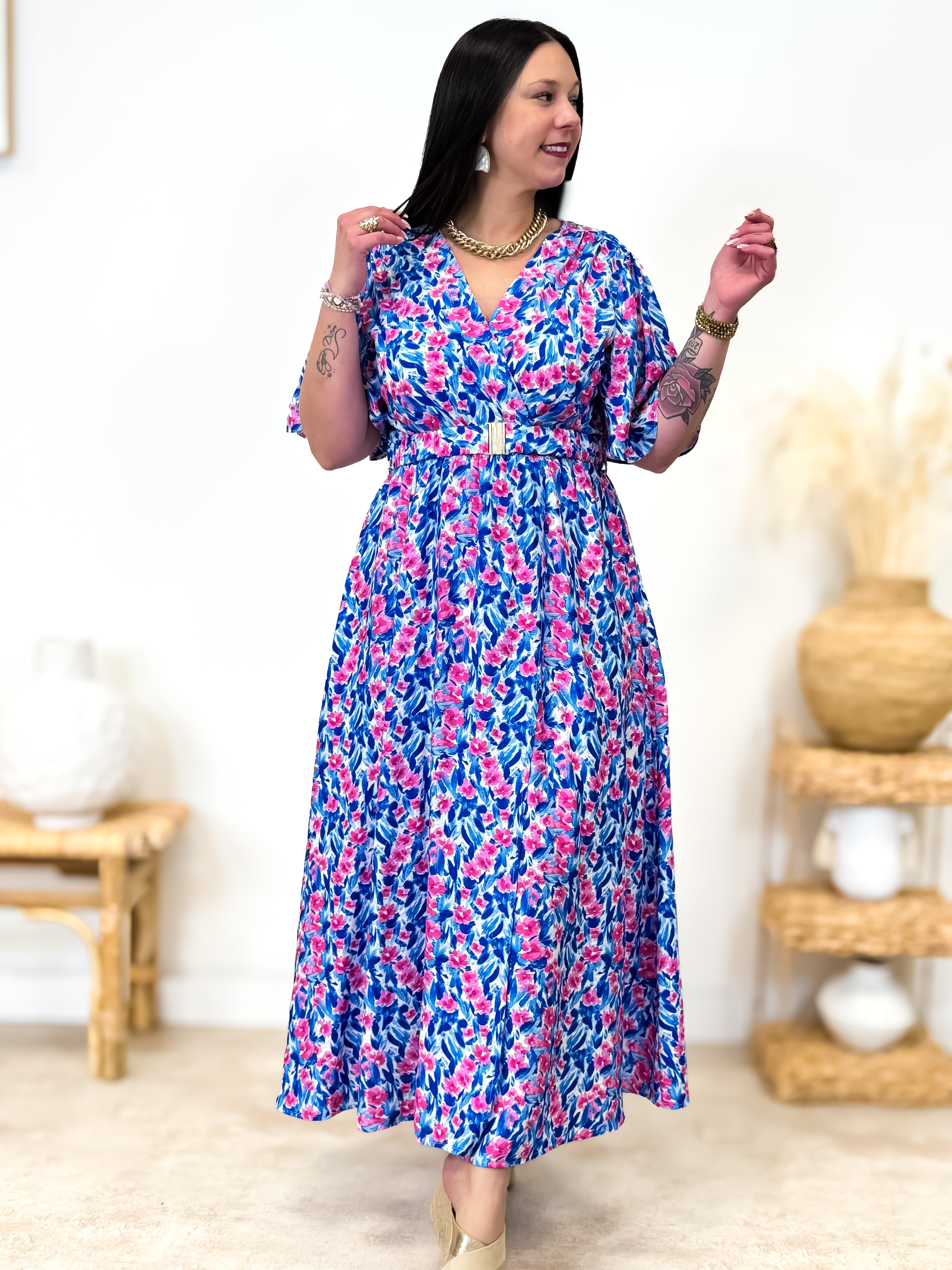 Jurk - Jacqueline - Blauw & Roze