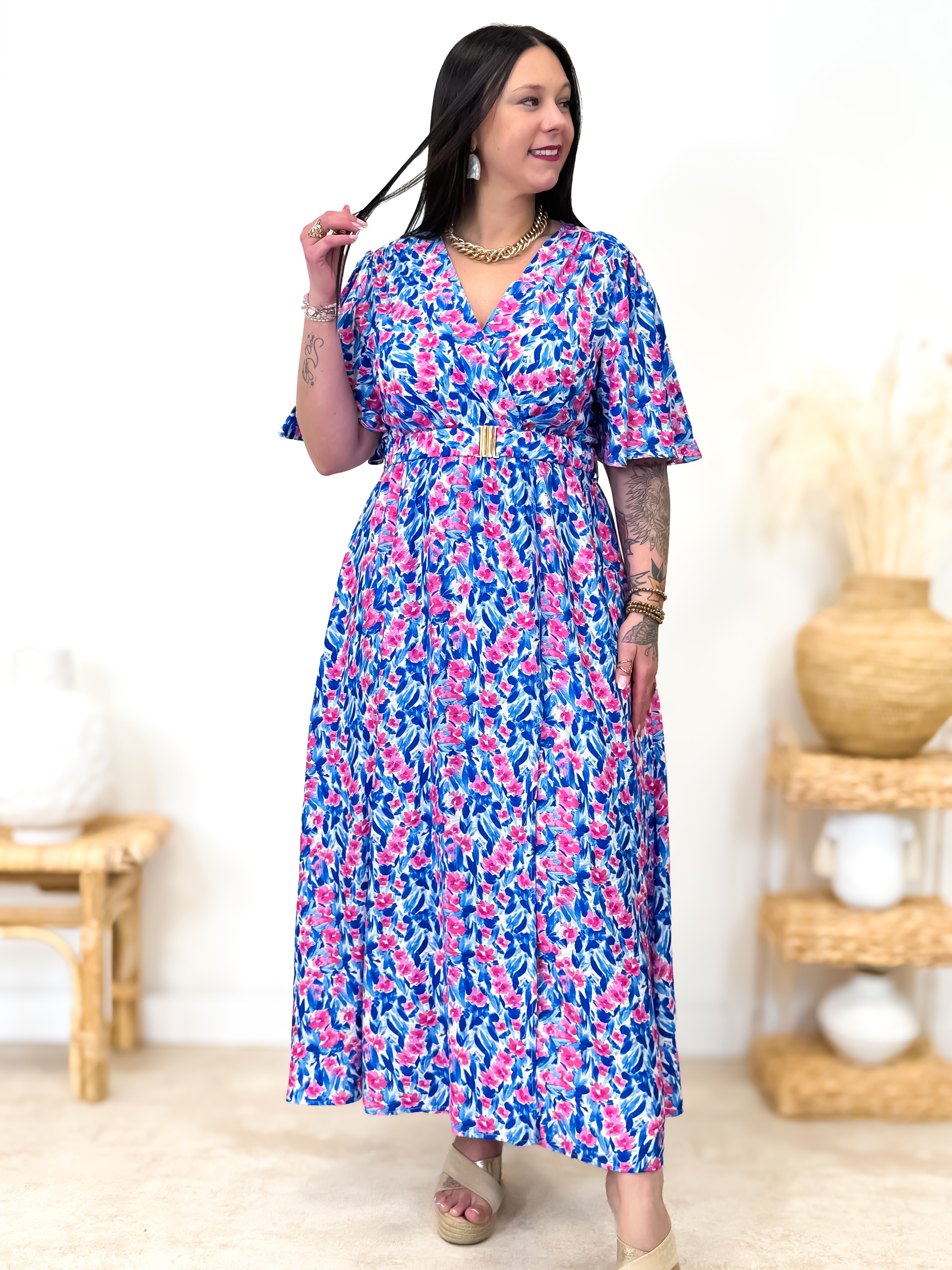 Jurk - Jacqueline - Blauw & Roze