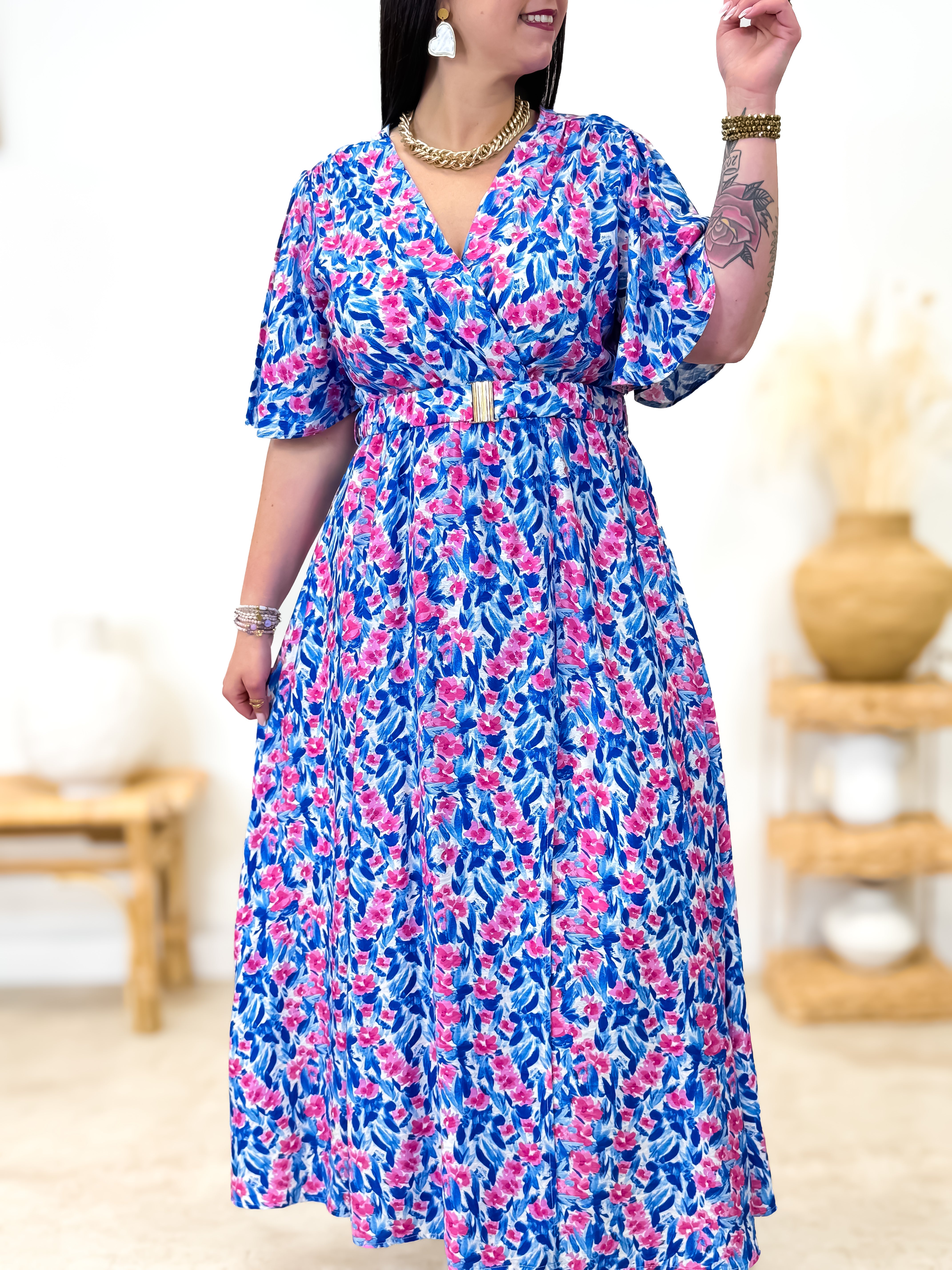 Jurk - Jacqueline - Blauw & Roze