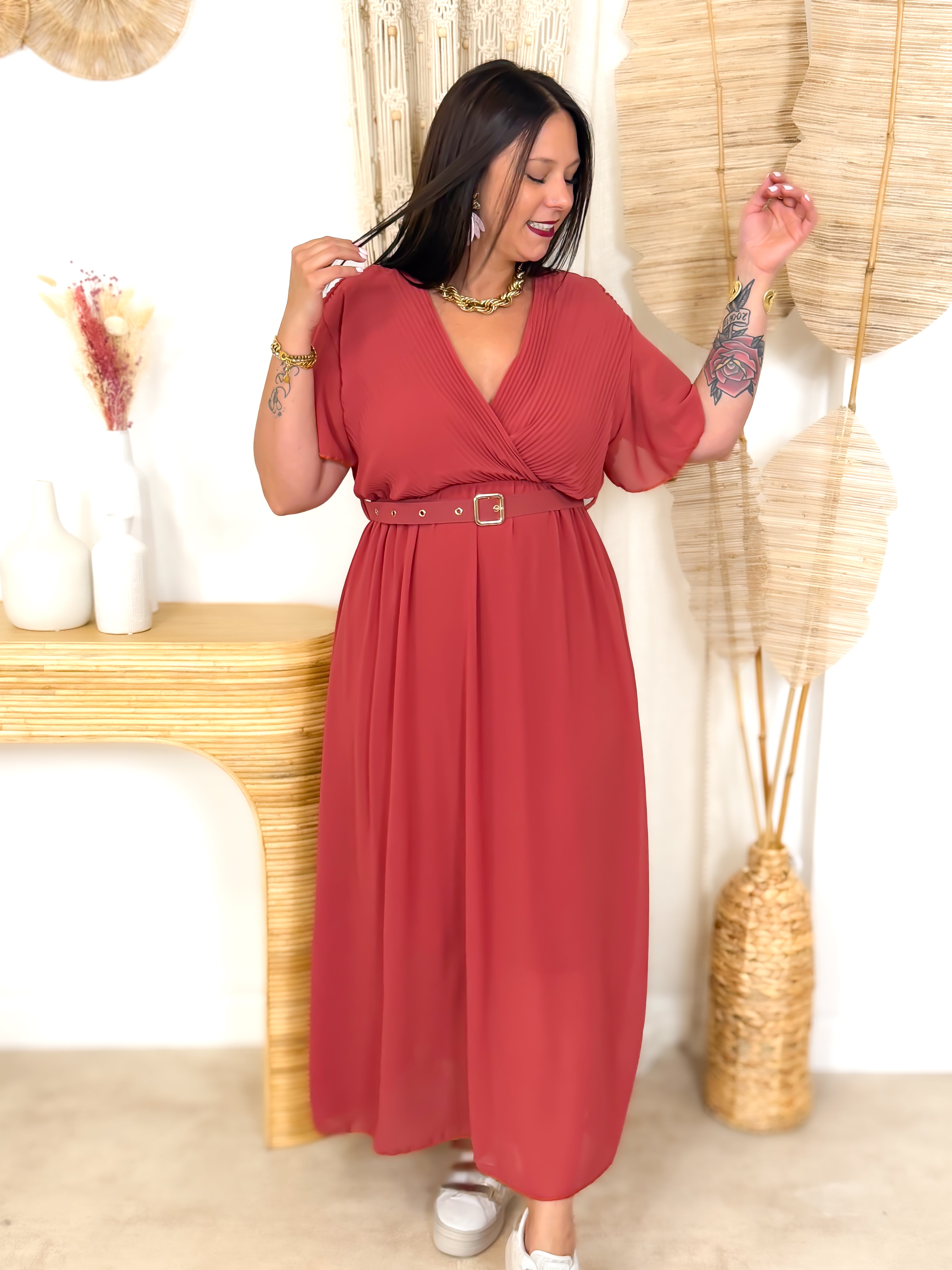 Robe Longue - Auria - Brique