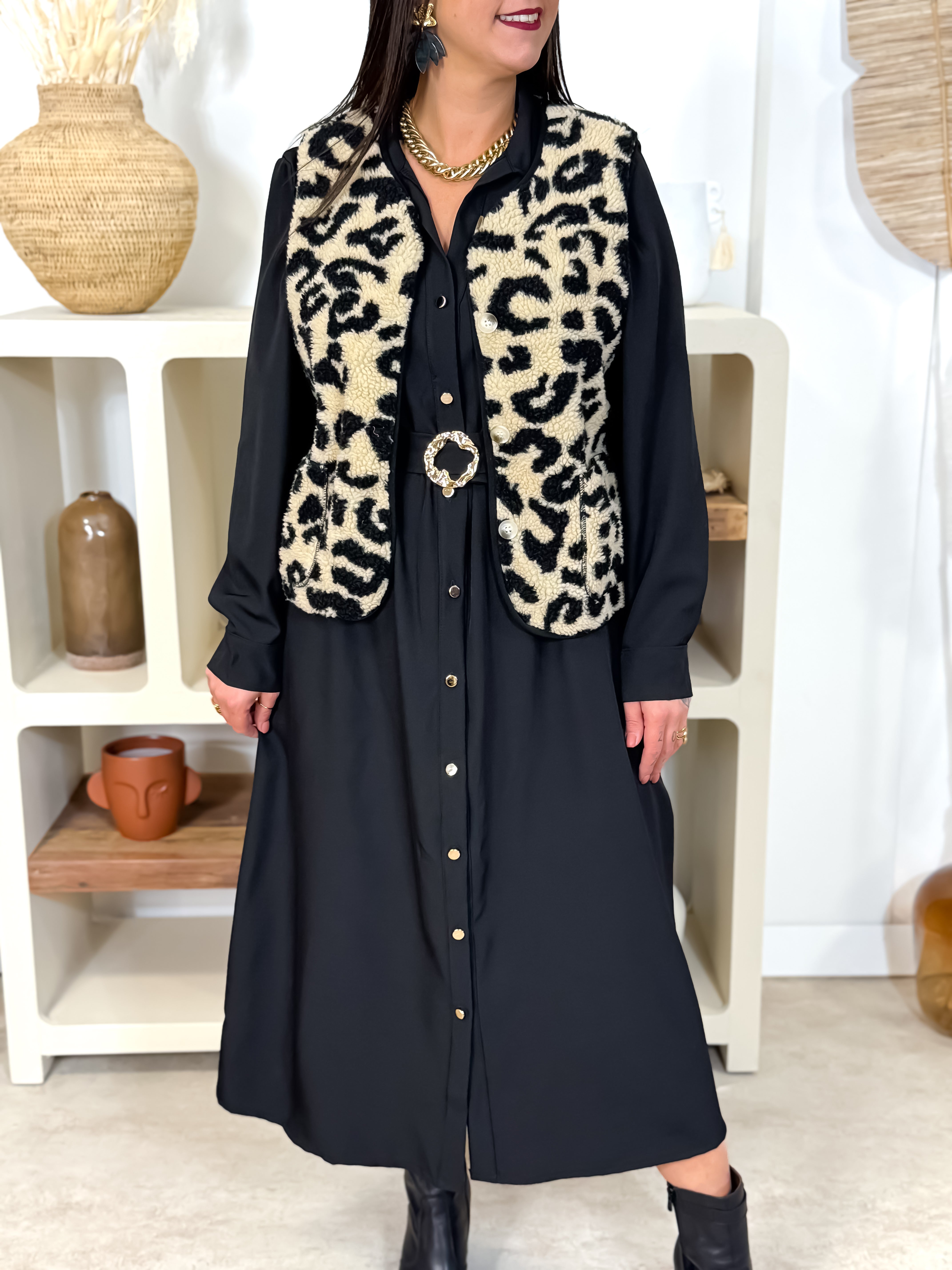 Veste sans manches - Line - Beige & Noir