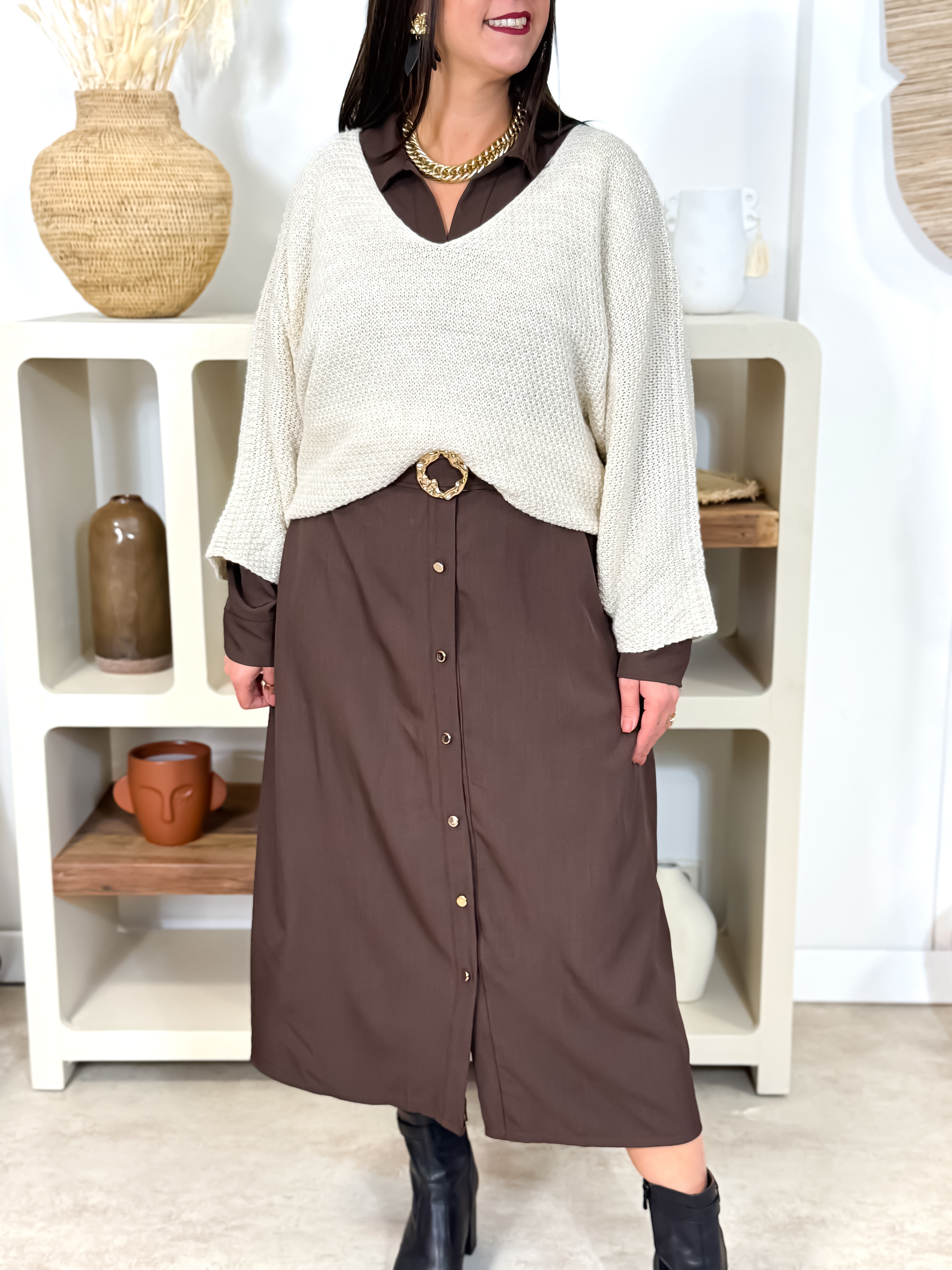 Robe longue - Hillary - Chocolat