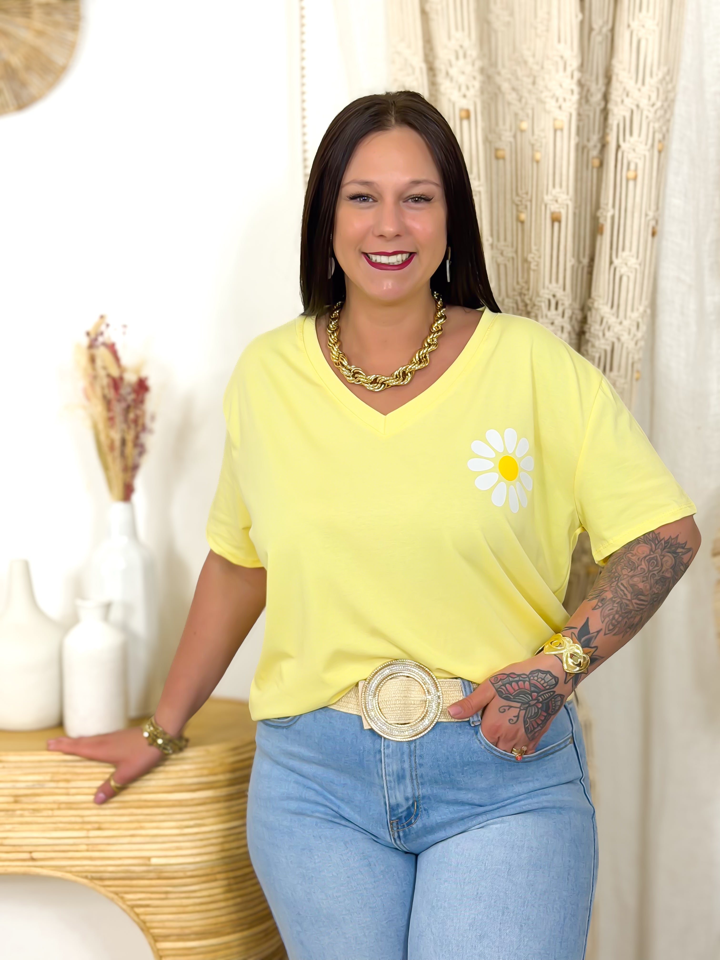 T-shirt - Leila - Geel