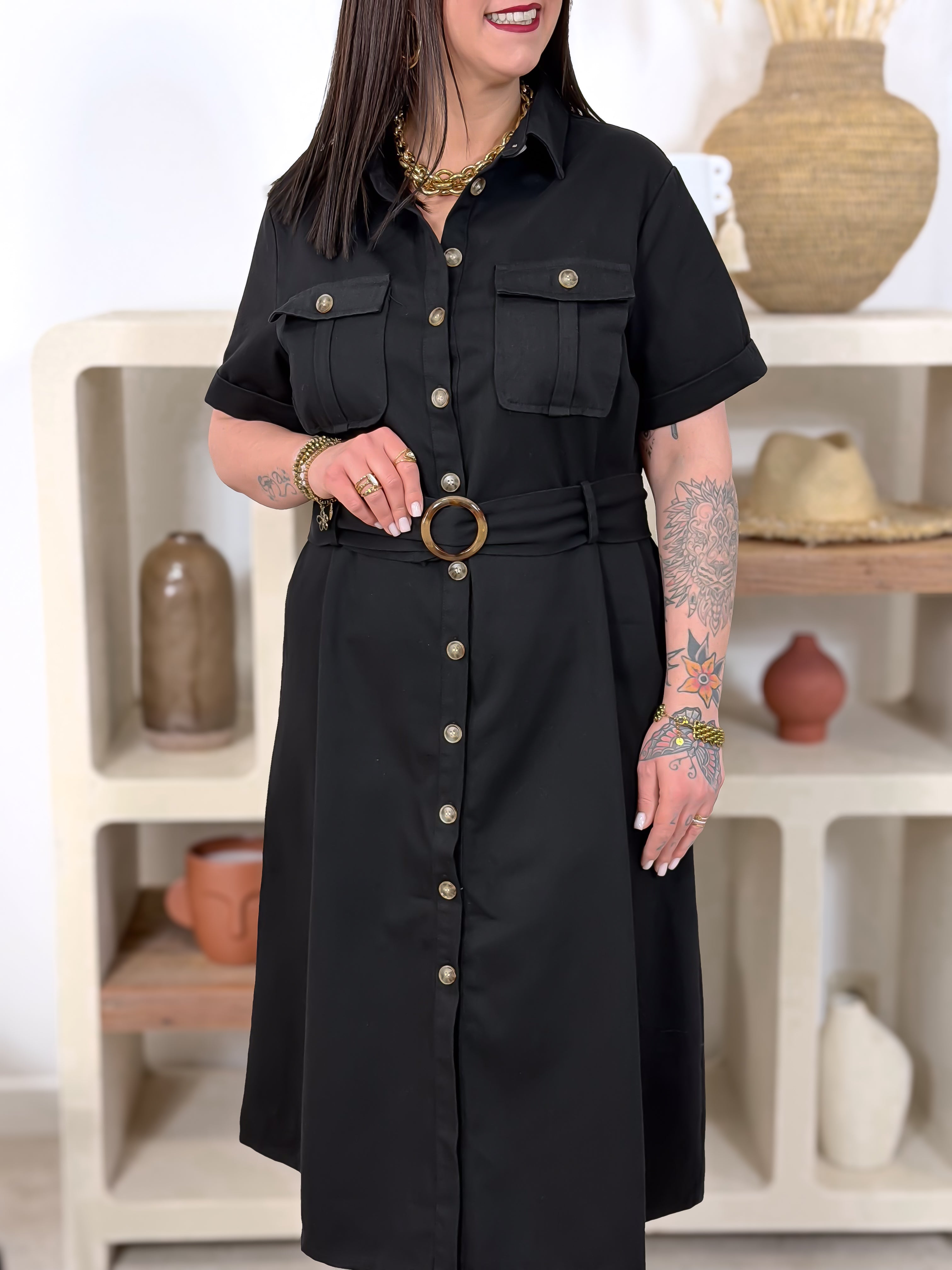 Robe Chemise - Théa - Noir