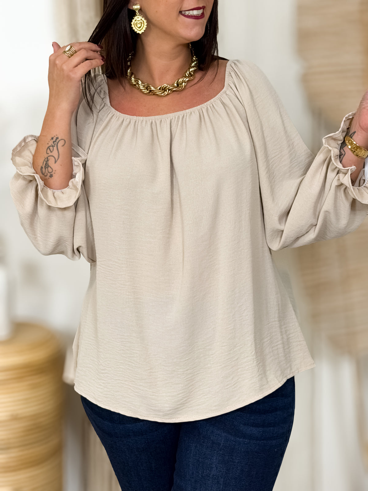 Blouse grande taille Joely beige