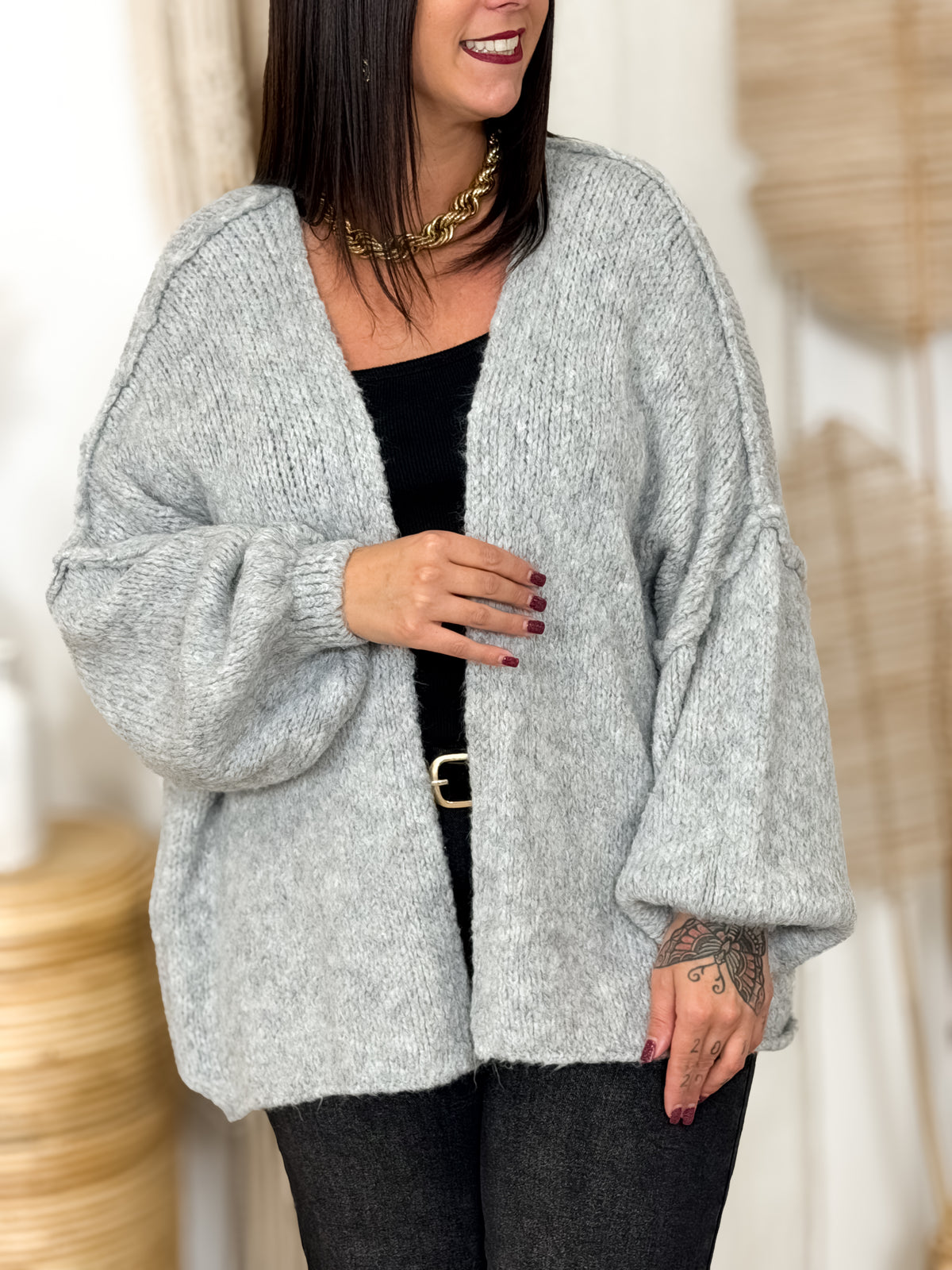 Gilet en maille grande taille Aumya gris