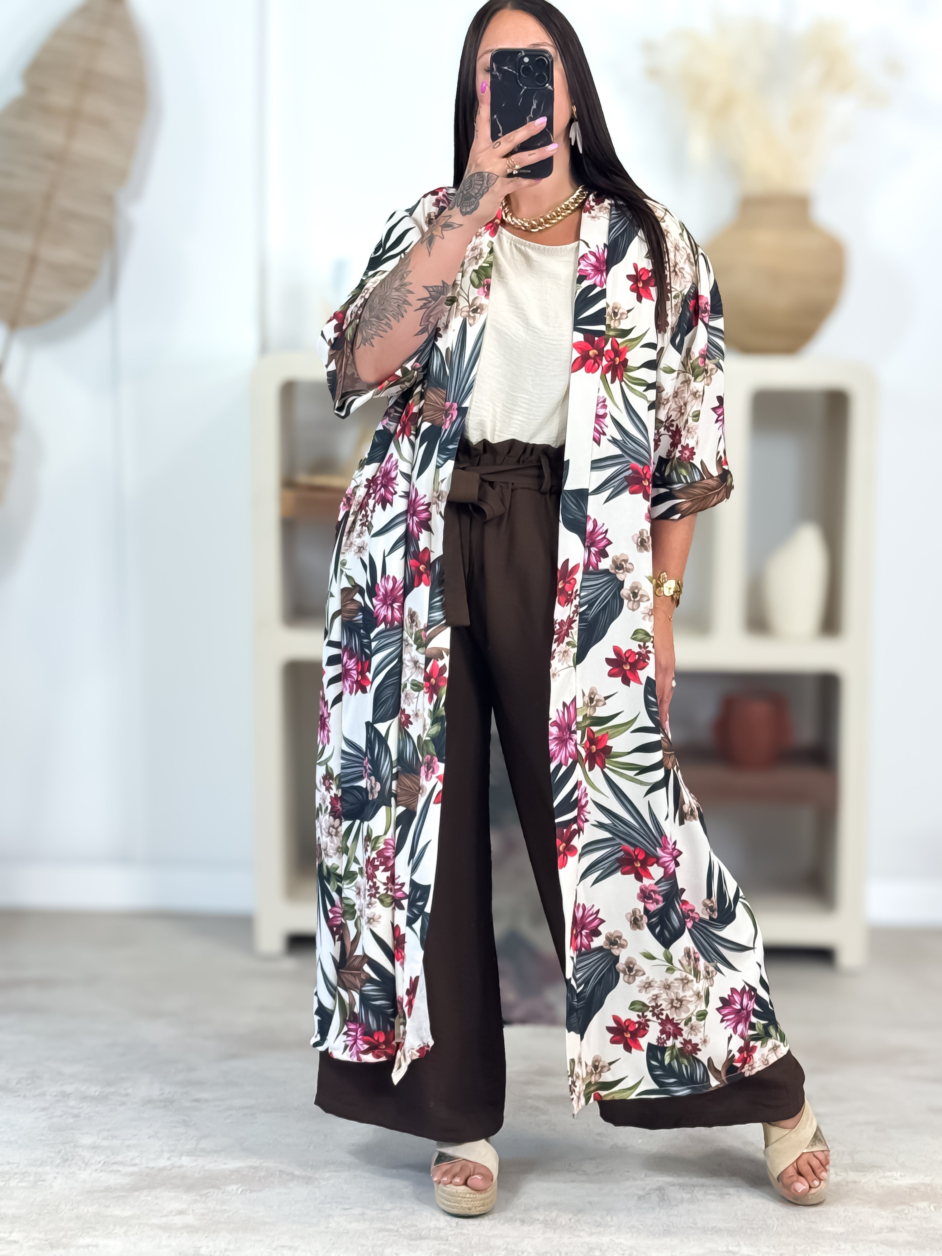 Gilet Long - Sienna - Beige & Noir