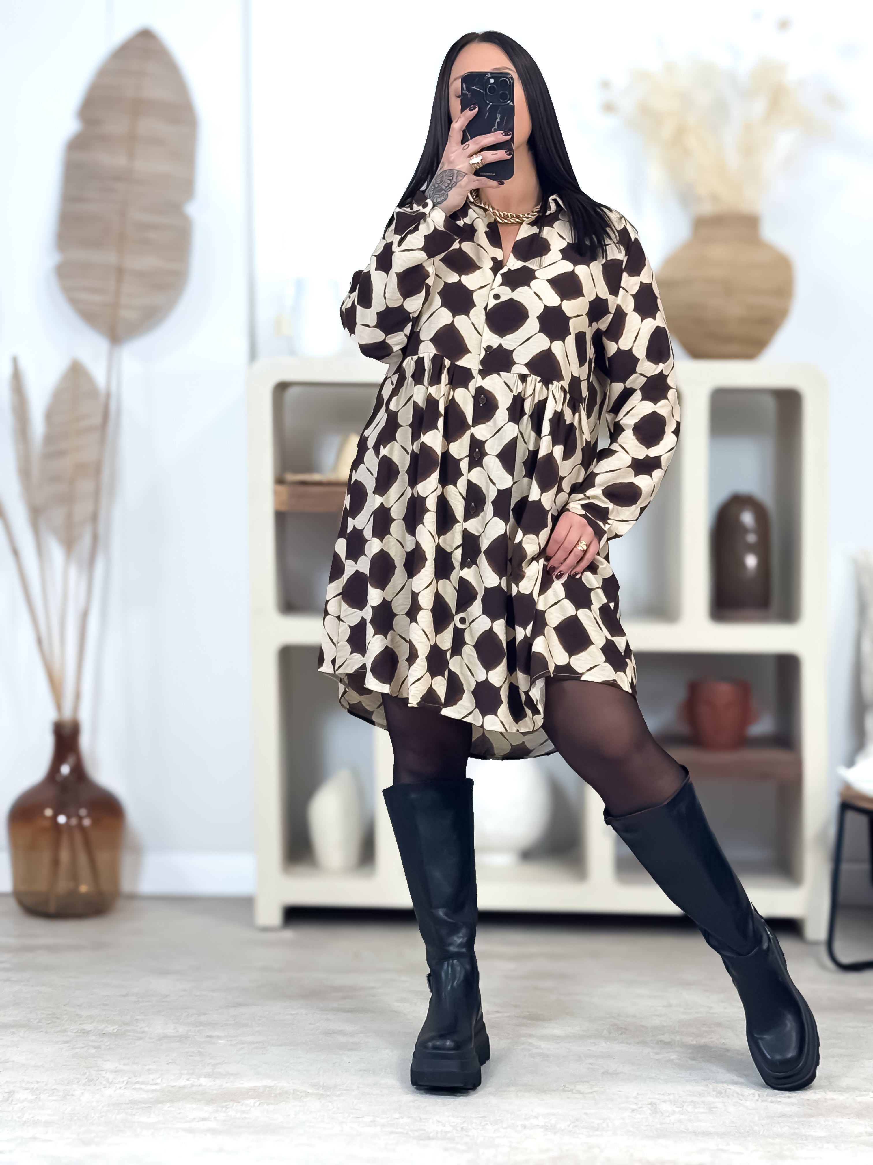 Robe - Maddy - Beige & Chocolat