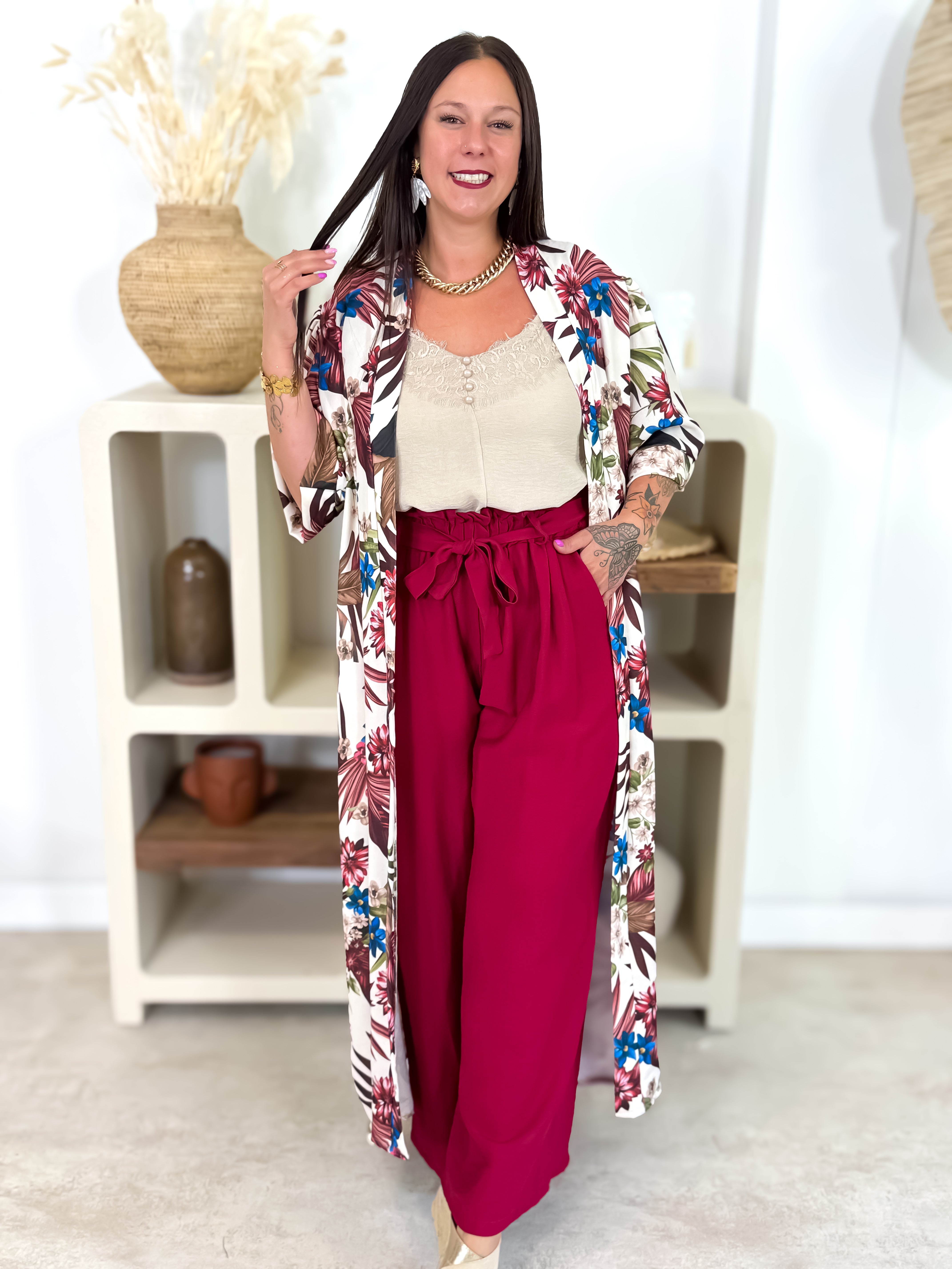 Pantalon fluide - Lorie - Bordeaux