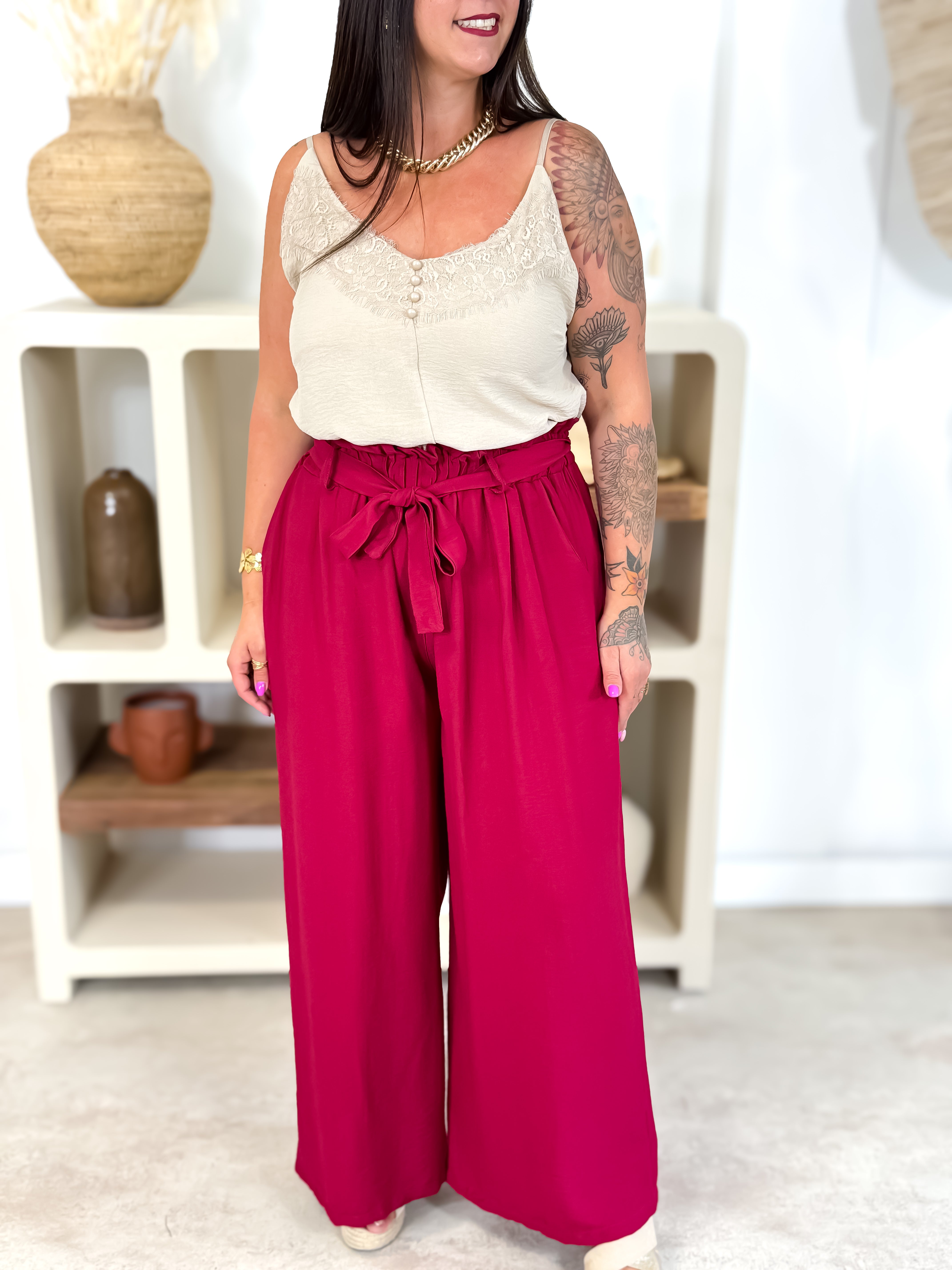 Pantalon fluide - Lorie - Bordeaux