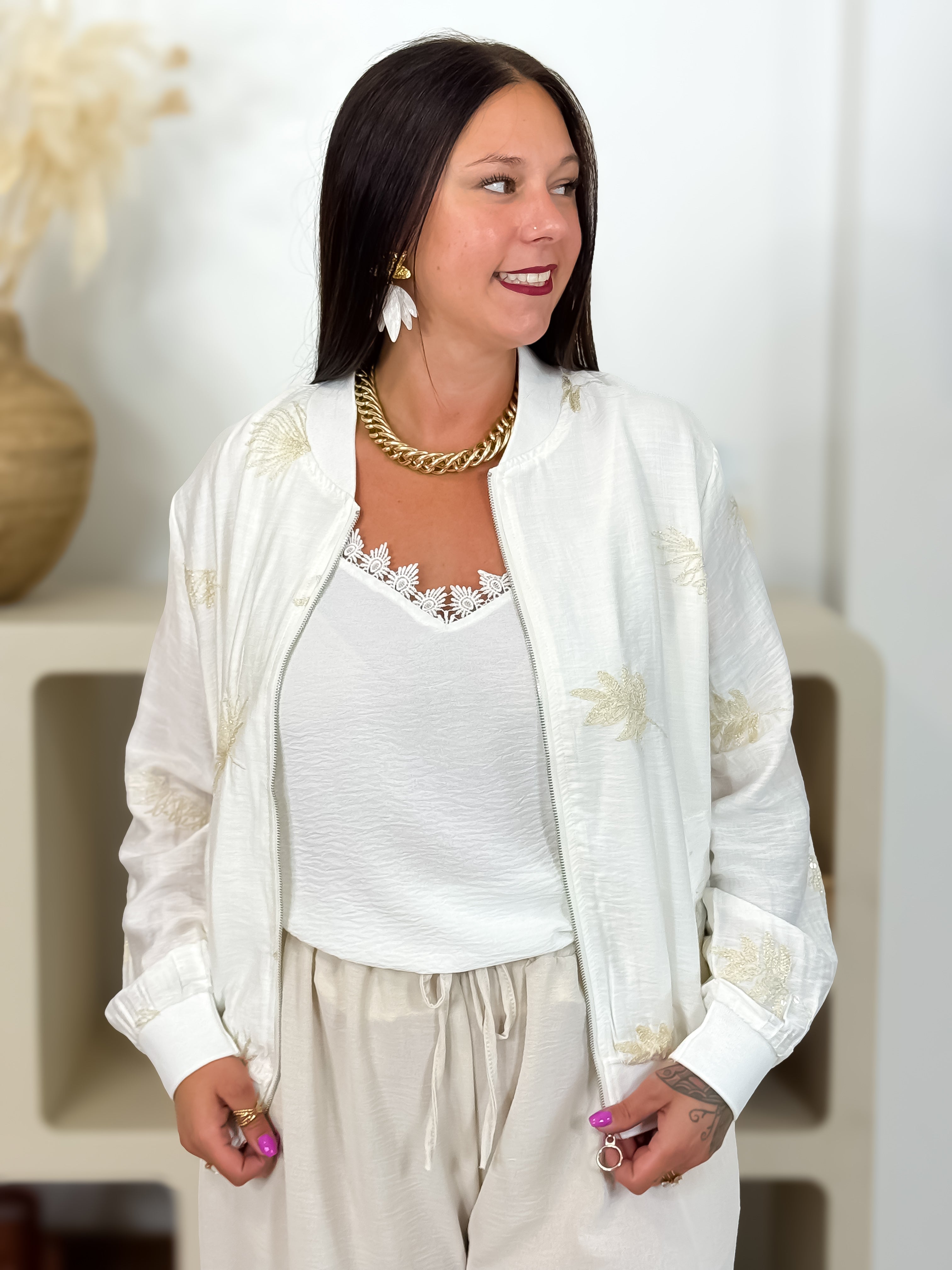 Bomber - Lia - Blanc & Beige