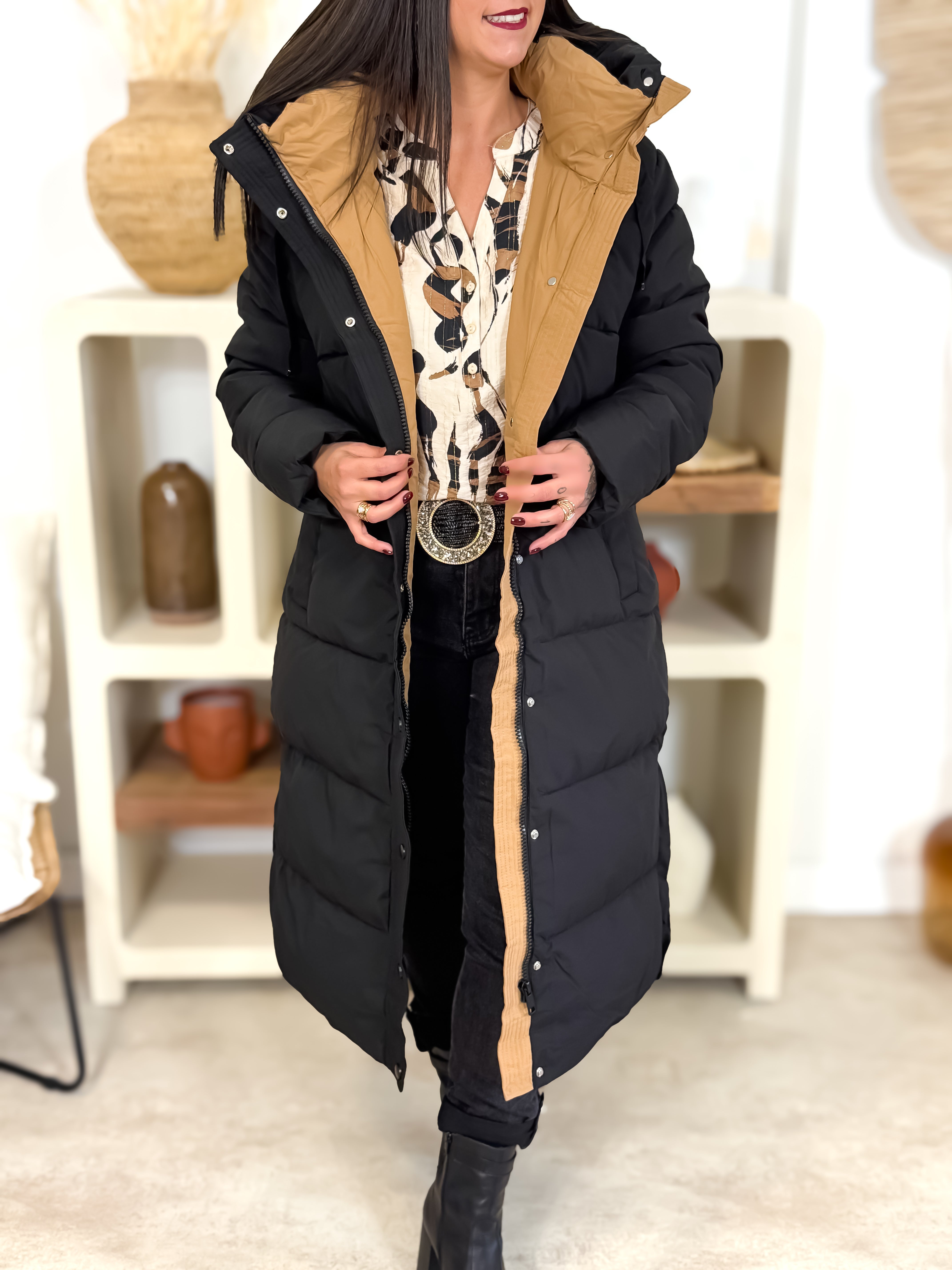 Doudoune - Hannah - Noir & Camel