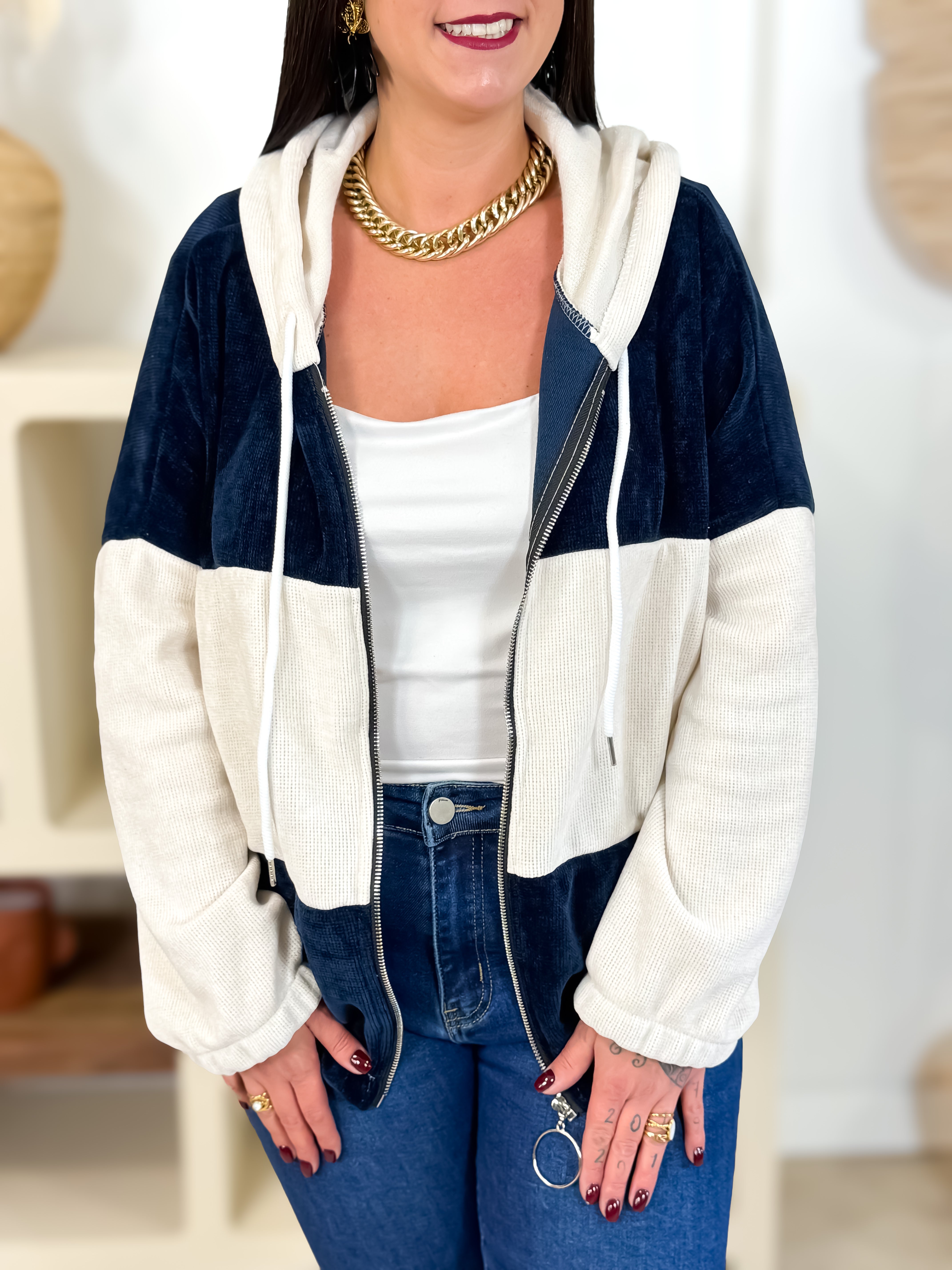 Gilet - Jeroma - Beige & Bleu