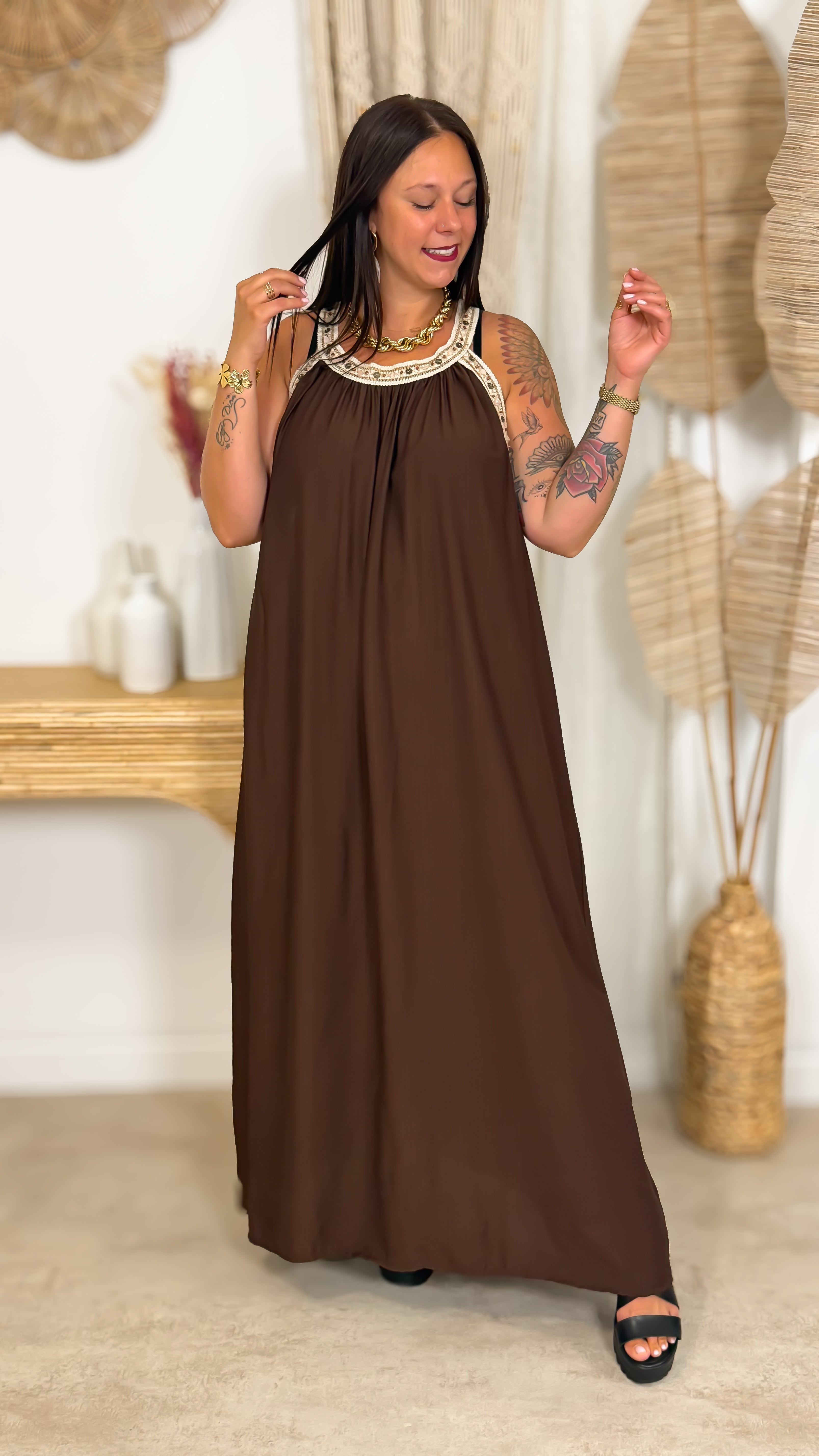 Robe Longue - Mathéa - Chocolat