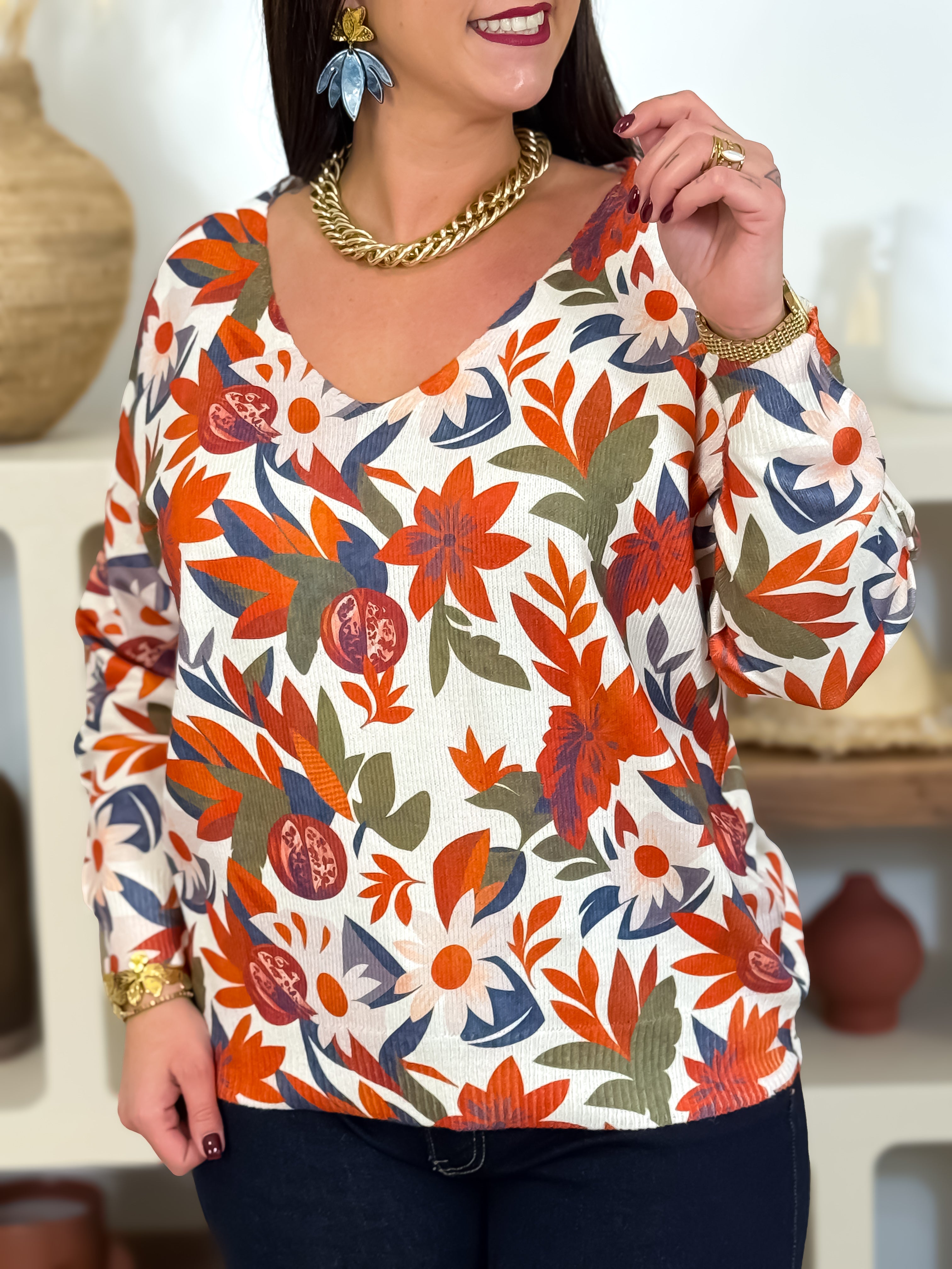 Pull - Madelie - Beige & Brique